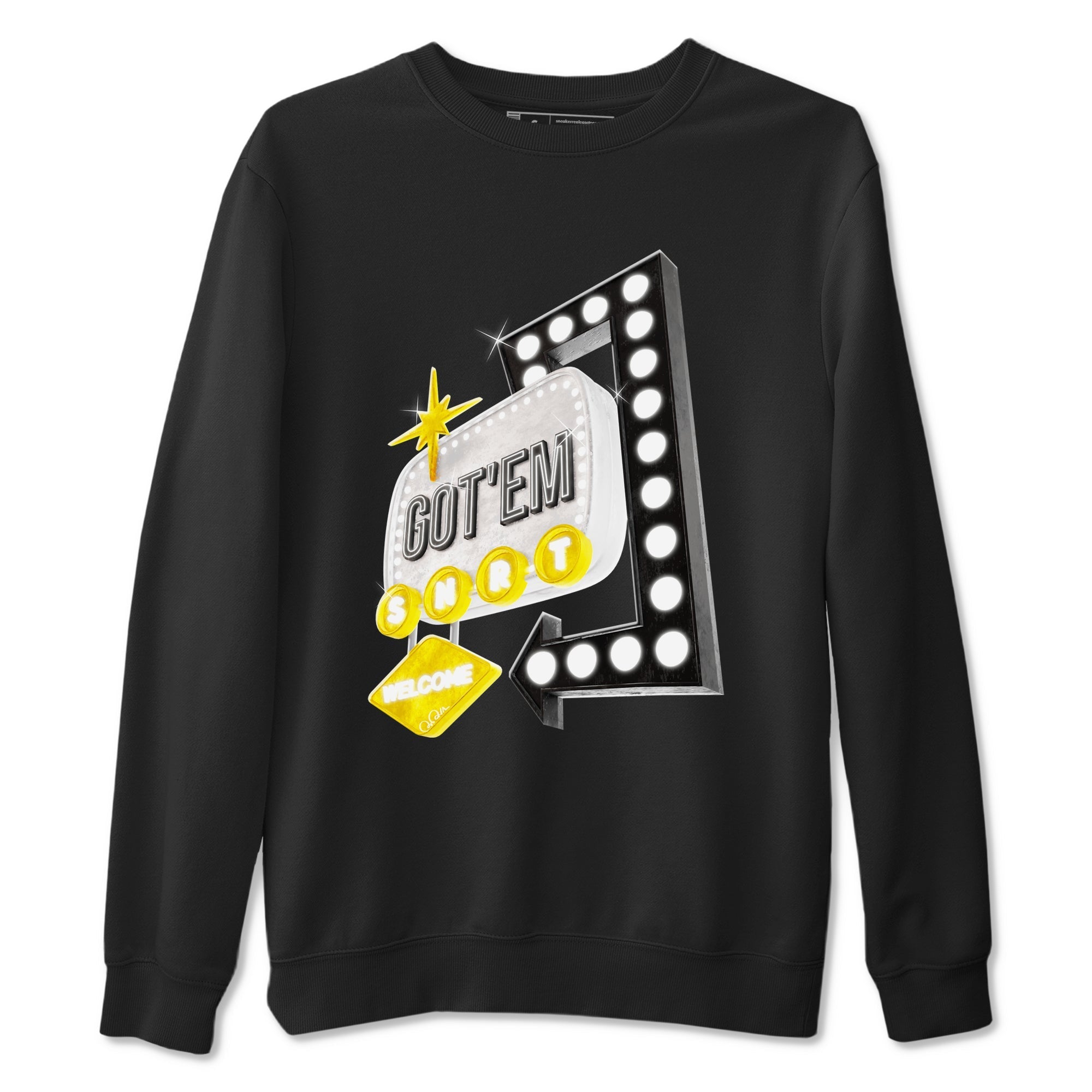 1s Yellow Ochre shirt to match jordans Retro Neon Sign sneaker tees streetwear brand Air Jordan 1 Yellow Ochre Drip Gear Zone Brand unisex cotton Black 2 crew neck shirt