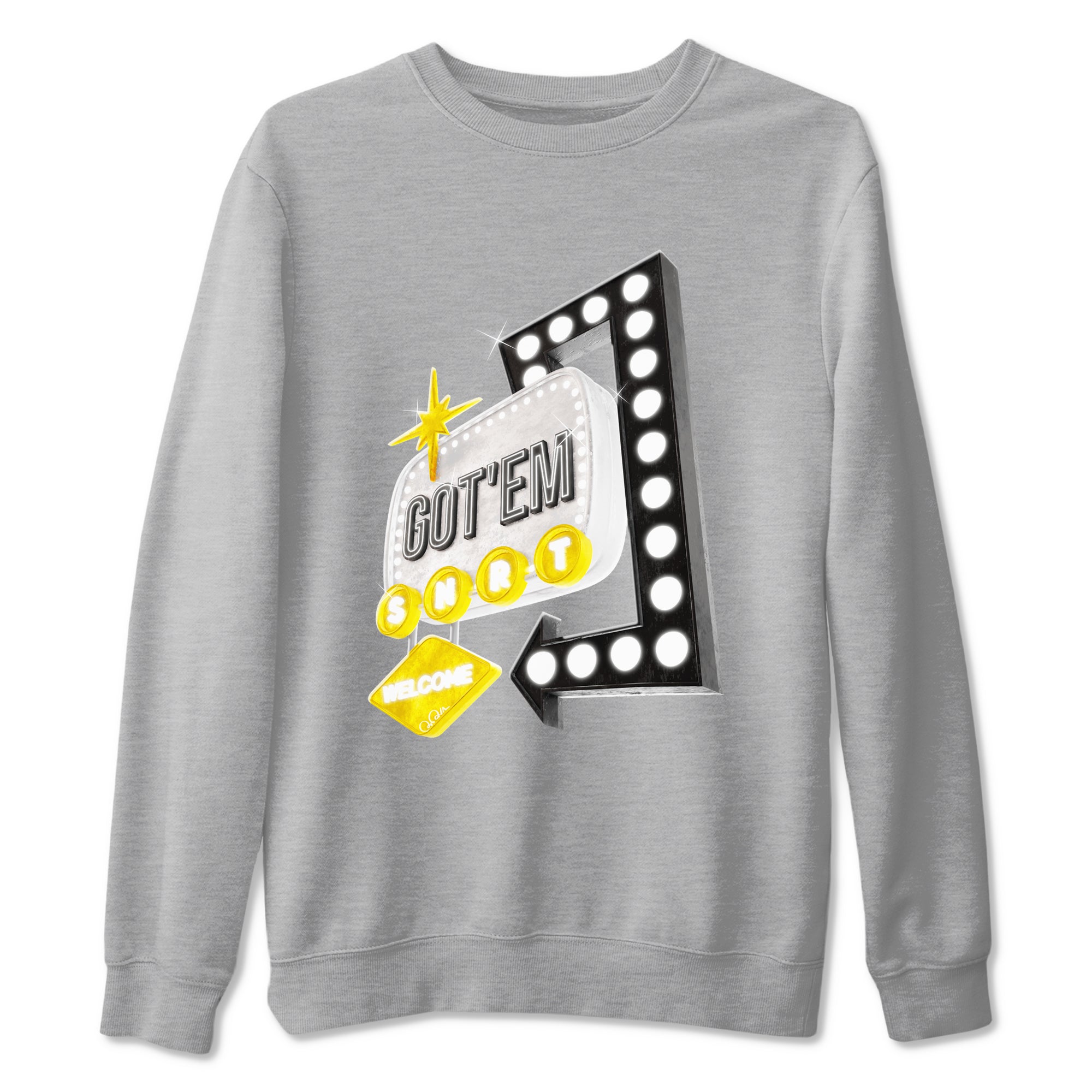 1s Yellow Ochre shirt to match jordans Retro Neon Sign sneaker tees streetwear brand Air Jordan 1 Yellow Ochre Drip Gear Zone Brand unisex cotton Heather Grey 2 crew neck shirt