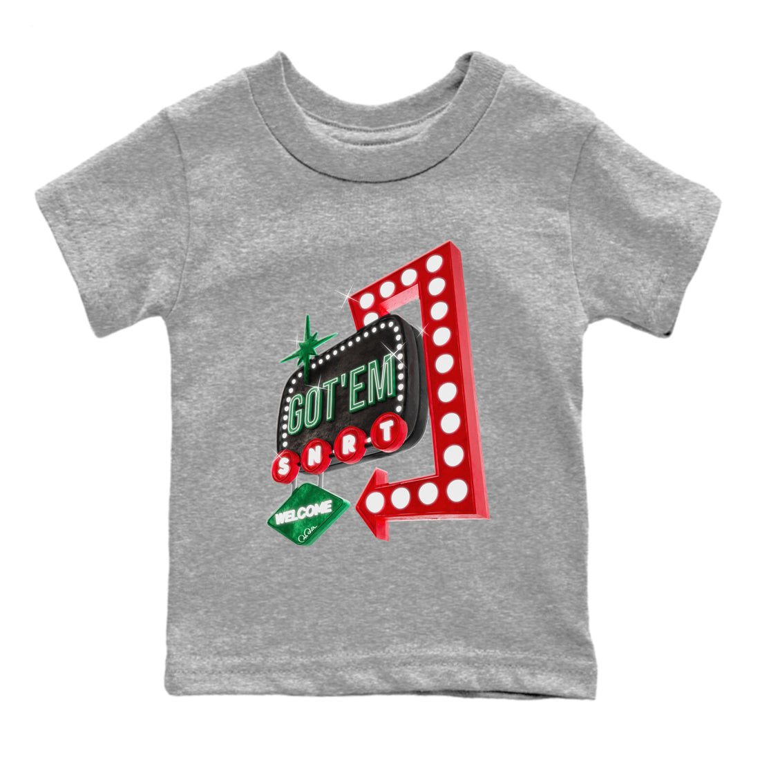 Jordan 2 Low Christmas X-mas Holiday special gift shirt to match jordans Retro Neon Sign sneaker tees Air Jordan 2 Christmas Drip Gear Zone Baby Toddler Heather Grey 2 T-Shirt