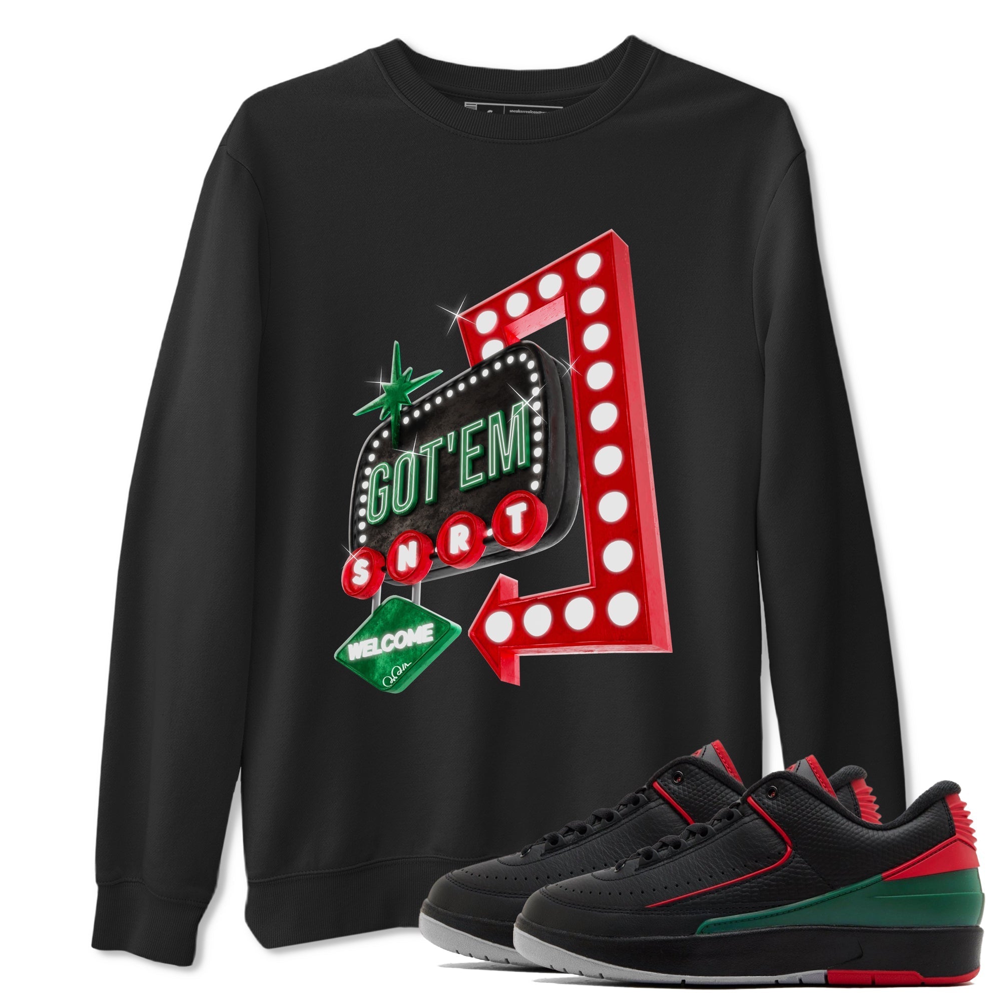 Jordan 2 Low Christmas X-mas Holiday special gift shirt to match jordans Retro Neon Sign sneaker tees Air Jordan 2 Christmas Drip Gear Zone Unisex Black 1 T-Shirt