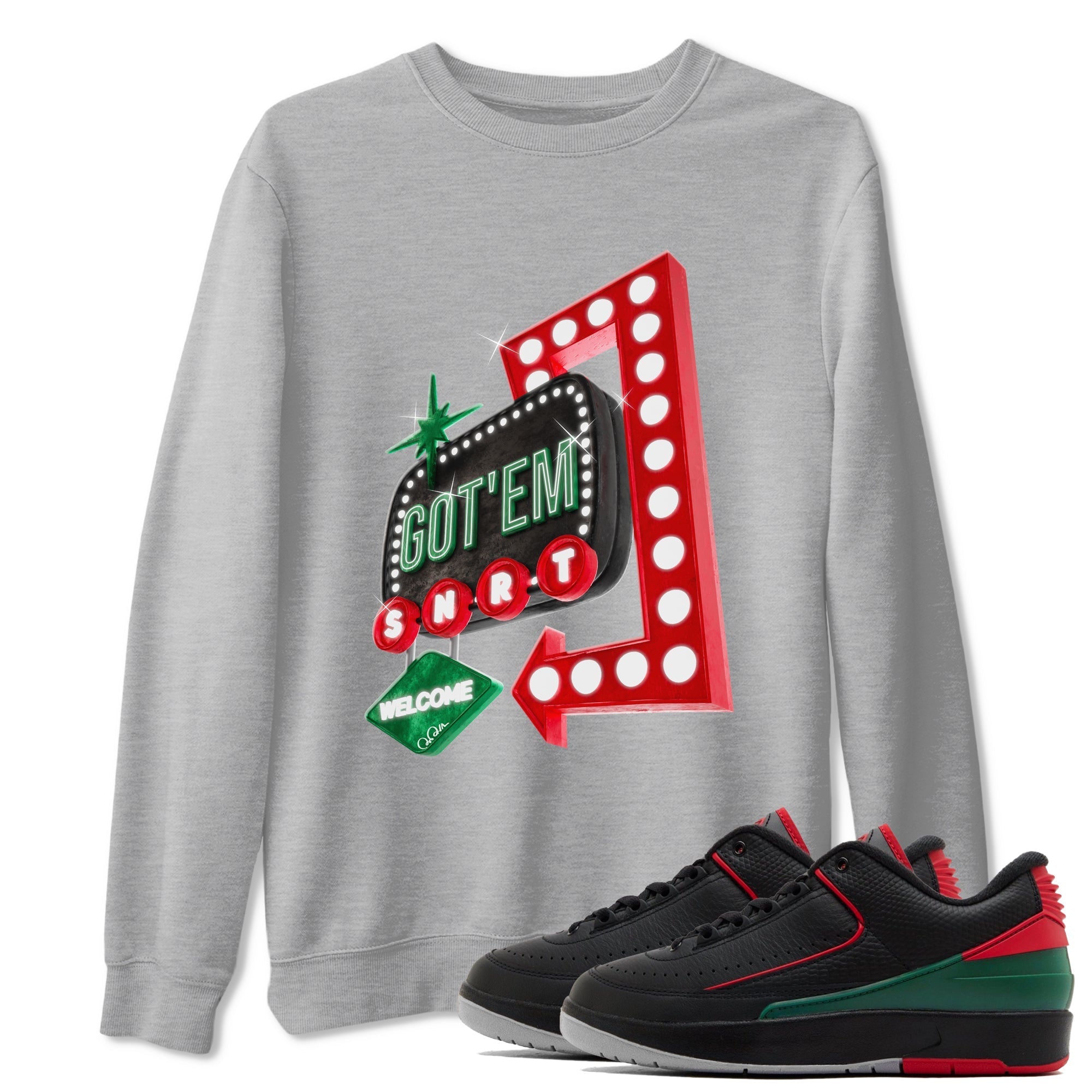 Jordan 2 Low Christmas X-mas Holiday special gift shirt to match jordans Retro Neon Sign sneaker tees Air Jordan 2 Christmas Drip Gear Zone Unisex Heather Grey 1 T-Shirt