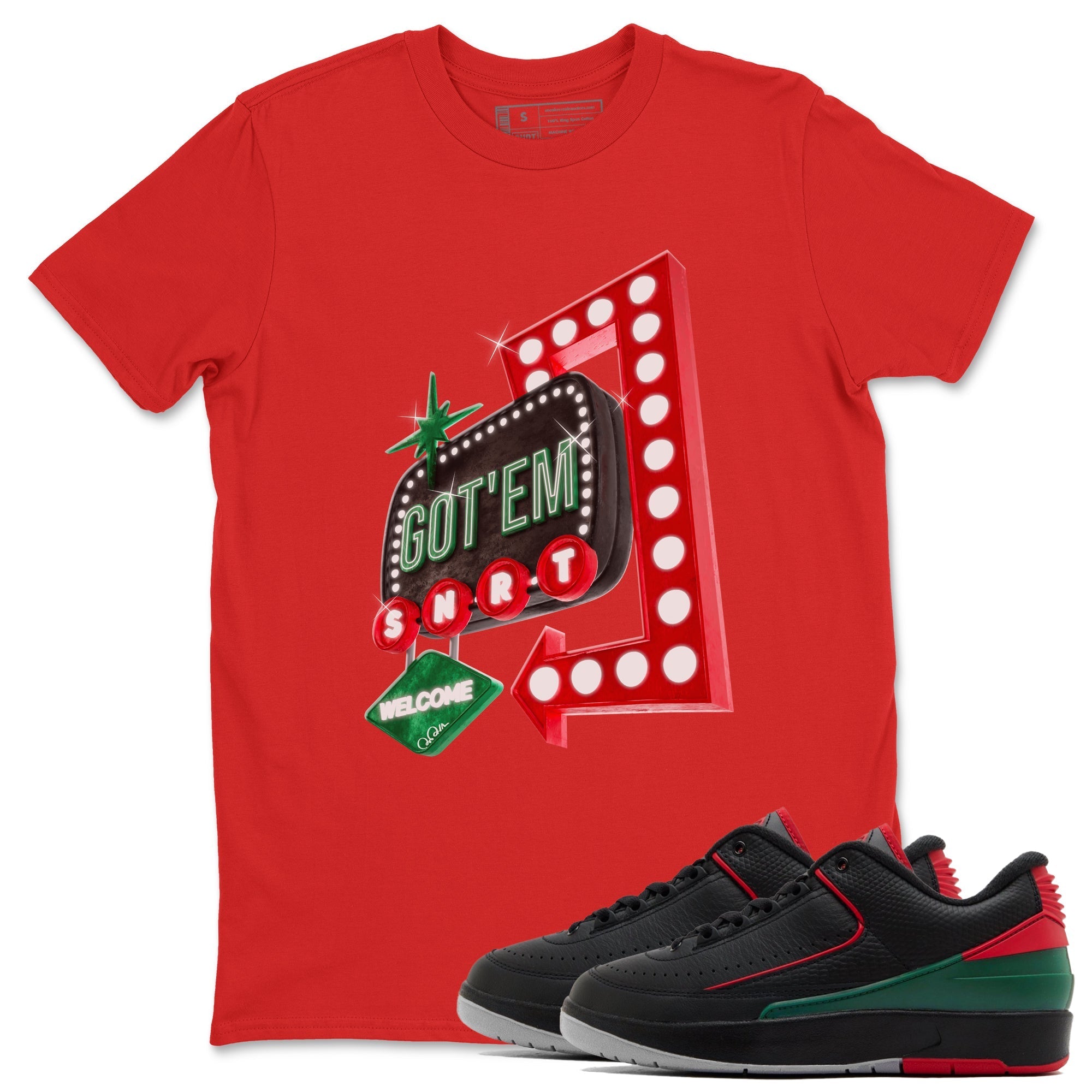 Jordan 2 Low Christmas X-mas Holiday special gift shirt to match jordans Retro Neon Sign sneaker tees Air Jordan 2 Christmas Drip Gear Zone Unisex Red 1 T-Shirt