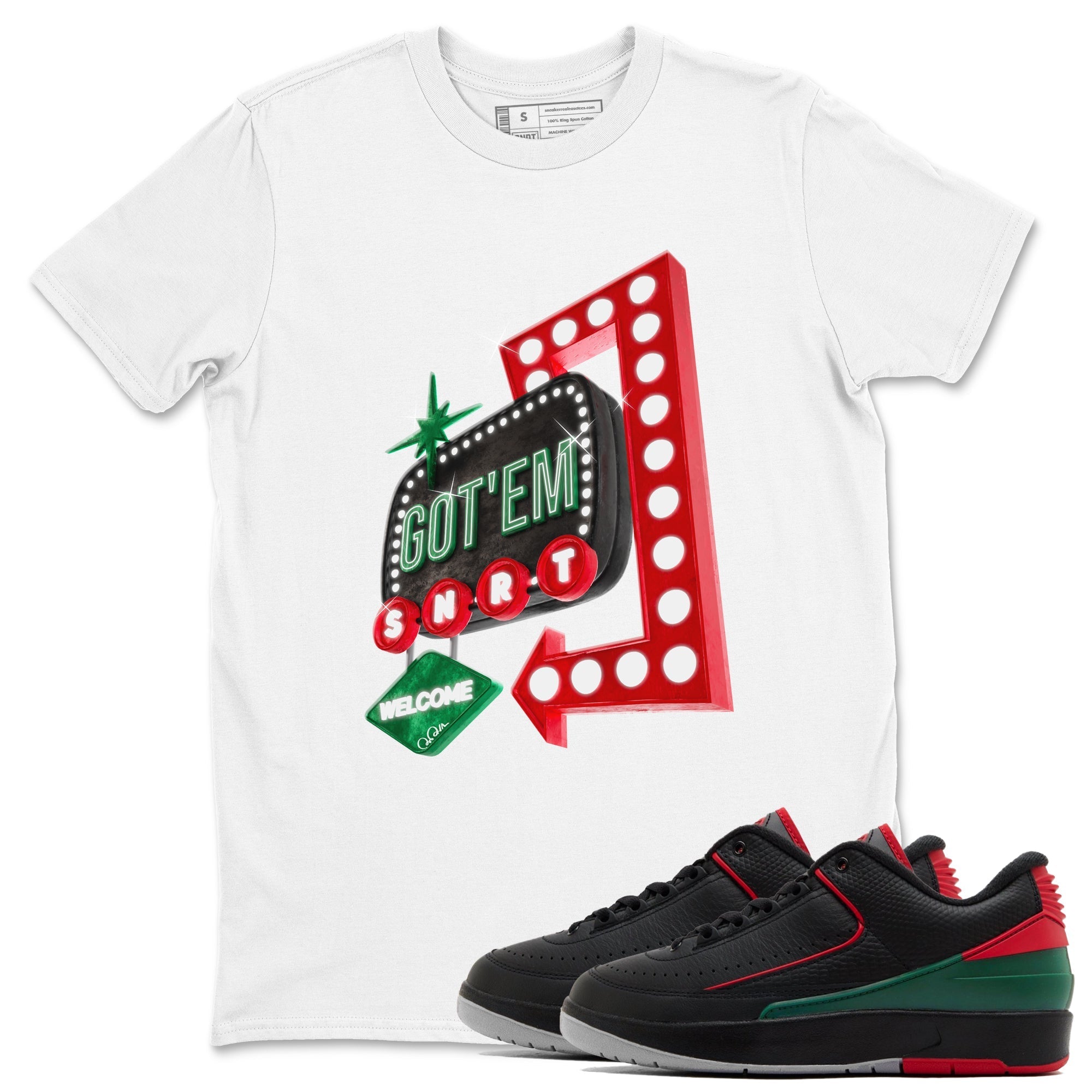 Jordan 2 Low Christmas X-mas Holiday special gift shirt to match jordans Retro Neon Sign sneaker tees Air Jordan 2 Christmas Drip Gear Zone Unisex White 1 T-Shirt