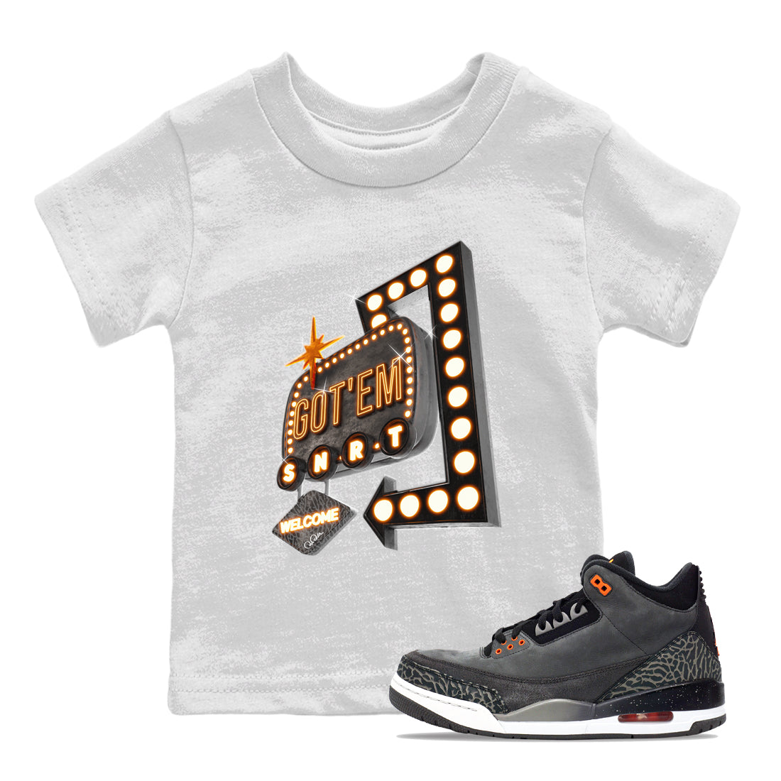 Air Jordan 3 Fear shirt to match jordans Retro Neon Sign sneaker tees AJ3 Fear Drip Gear Zone Baby Toddler White 1 T-Shirt