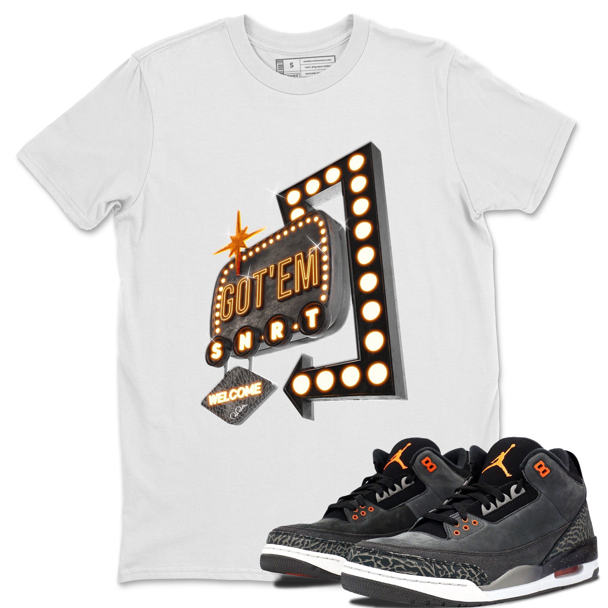 Air Jordan 3 Fear shirt to match jordans Retro Neon Sign sneaker tees AJ3 Fear Drip Gear Zone Unisex White 1 T-Shirt