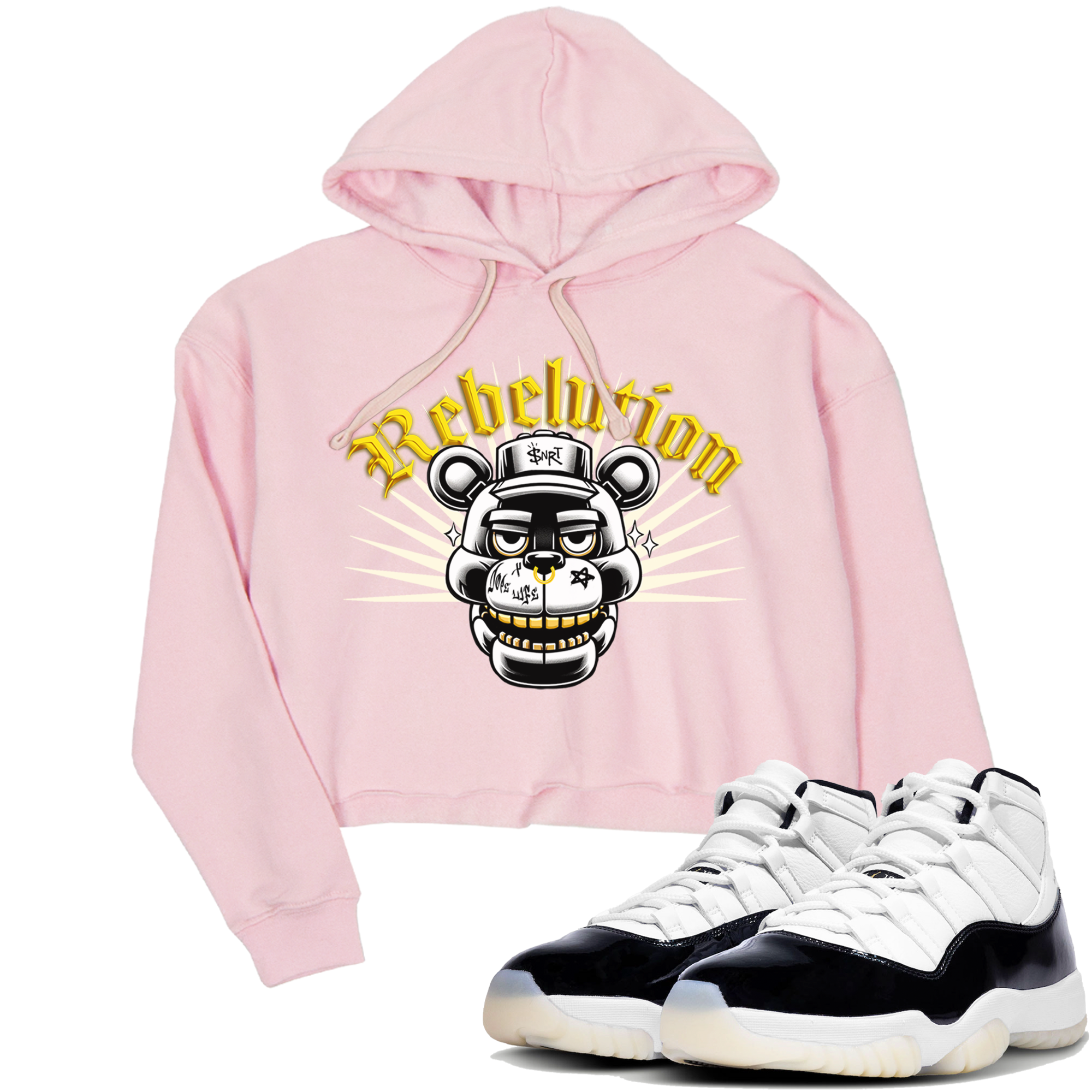 Air Jordan  11 Gratitude shirt to match jordans Revolution sneaker tees Air Jordan  11 Gratitude Drip Gear Zone Sneaker Matching Shirt Pink 1 Crop T-Shirt