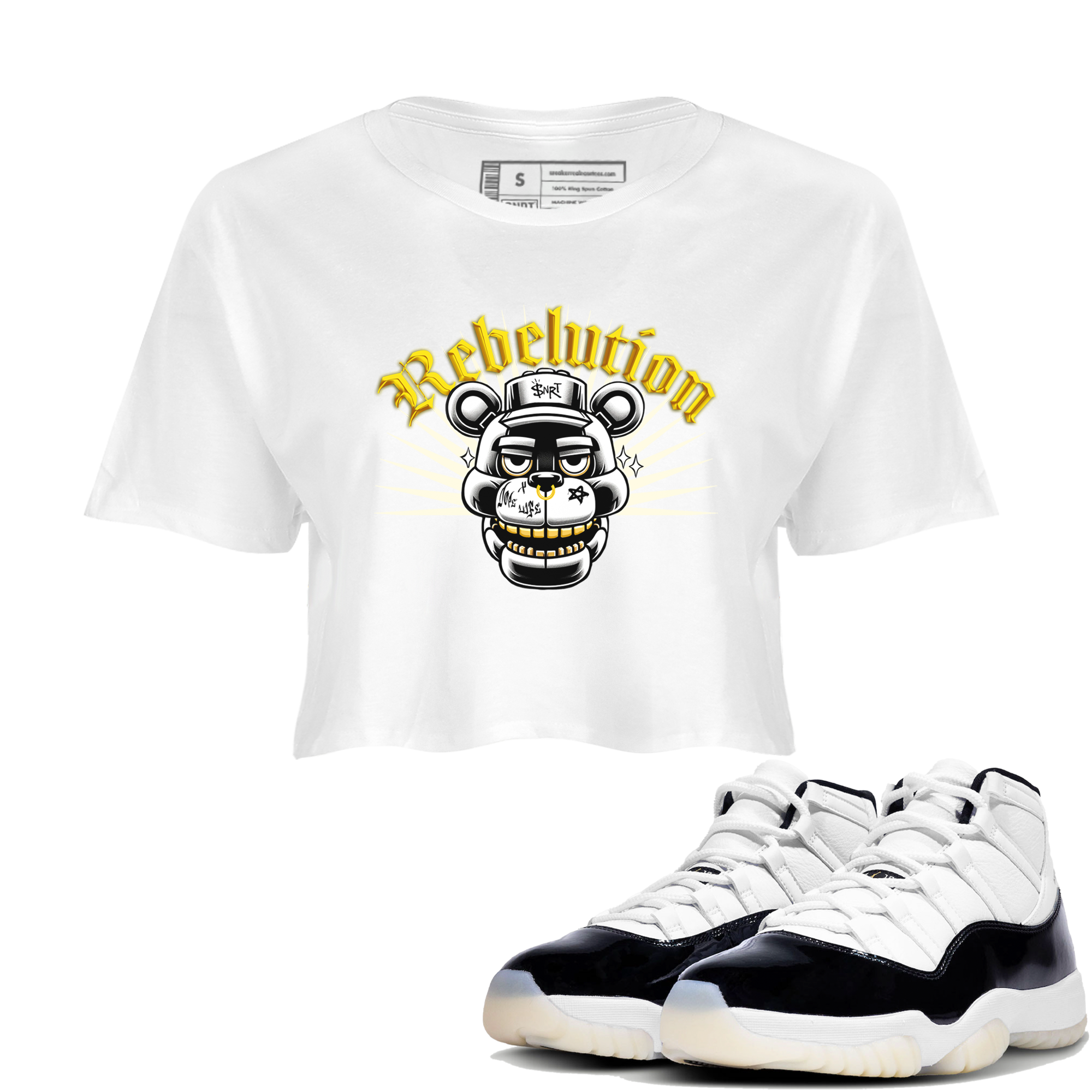 Air Jordan  11 Gratitude shirt to match jordans Revolution sneaker tees Air Jordan  11 Gratitude Drip Gear Zone Sneaker Matching Shirt White 1 Crop T-Shirt