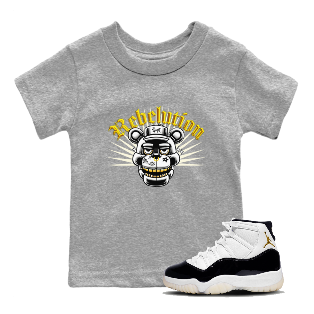 Air Jordan  11 Gratitude shirt to match jordans Revolution sneaker tees Air Jordan  11 Gratitude Drip Gear Zone Sneaker Matching Shirt Baby Toddler Heather Grey 1 T-Shirt