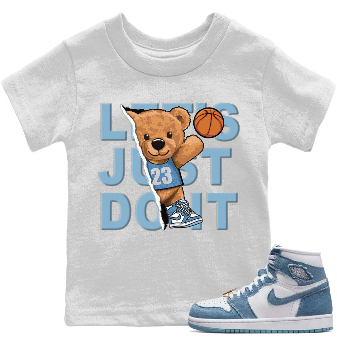 Jordan 1 Denim Sneaker Matching T-Shirt Rib Out Bear Sneaker Tees Jordan 1 Denim Sneaker Release Tees Kids Shirts