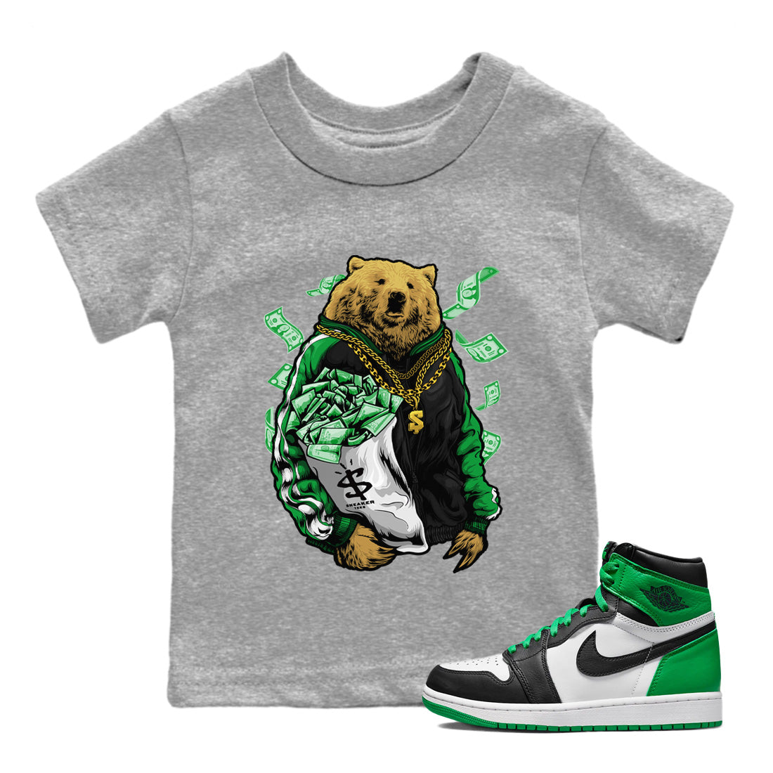 Air Jordan 1 Celtics Rich Bear Baby and Kids Sneaker Tees Air Jordan 1 Retro Celtics Kids Sneaker Tees Size Chart
