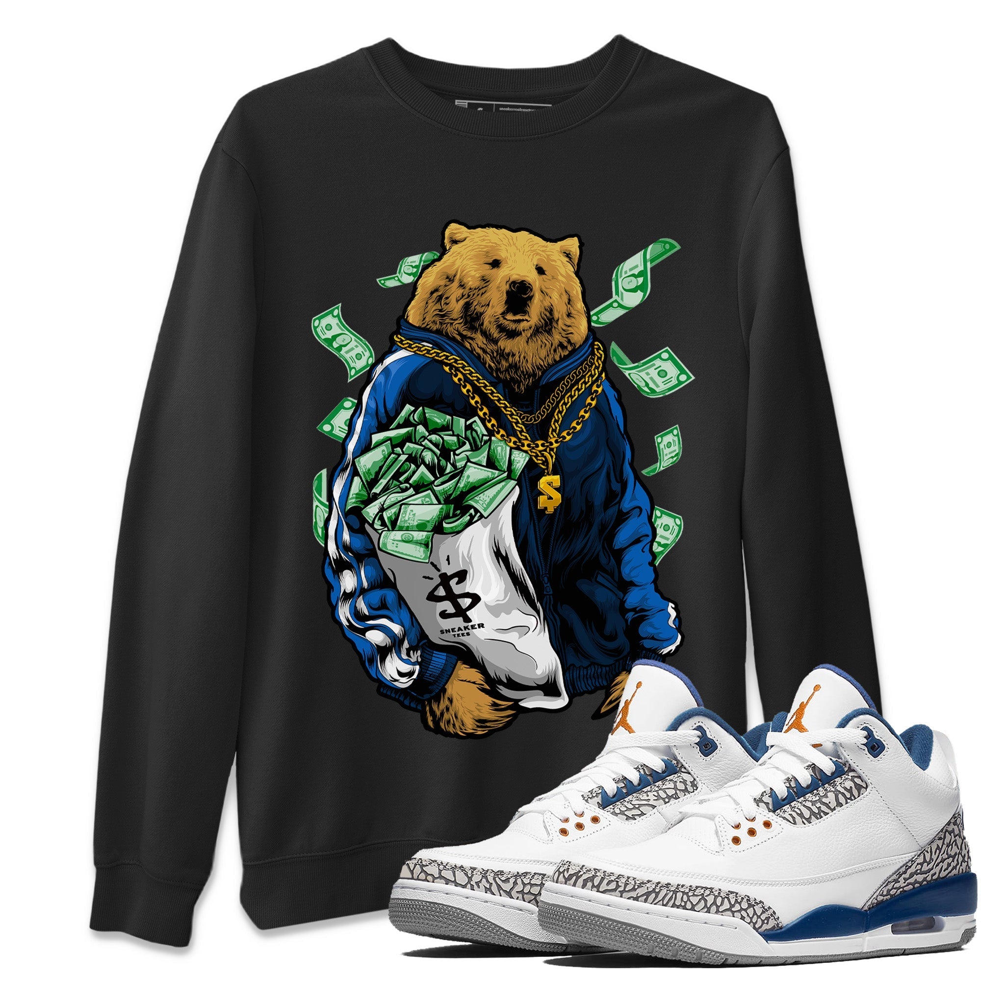 Air Jordan 3 Wizards Shirt To Match Jordans Rich Bear Sneaker Tees Air Jordan 3 Retro Wizards Drip Gear Zone Sneaker Matching Clothing Unisex Shirts Black 1