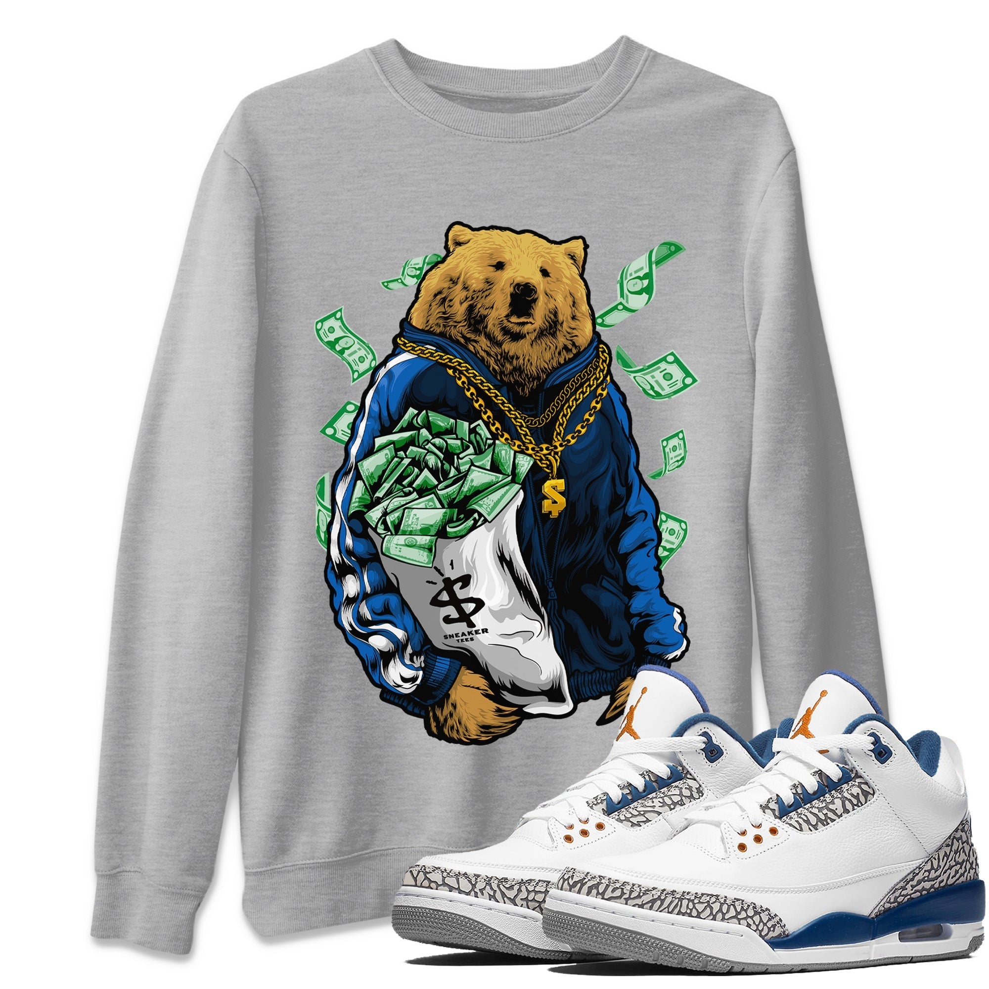 Air Jordan 3 Wizards Shirt To Match Jordans Rich Bear Sneaker Tees Air Jordan 3 Retro Wizards Drip Gear Zone Sneaker Matching Clothing Unisex Shirts Heather Grey 1