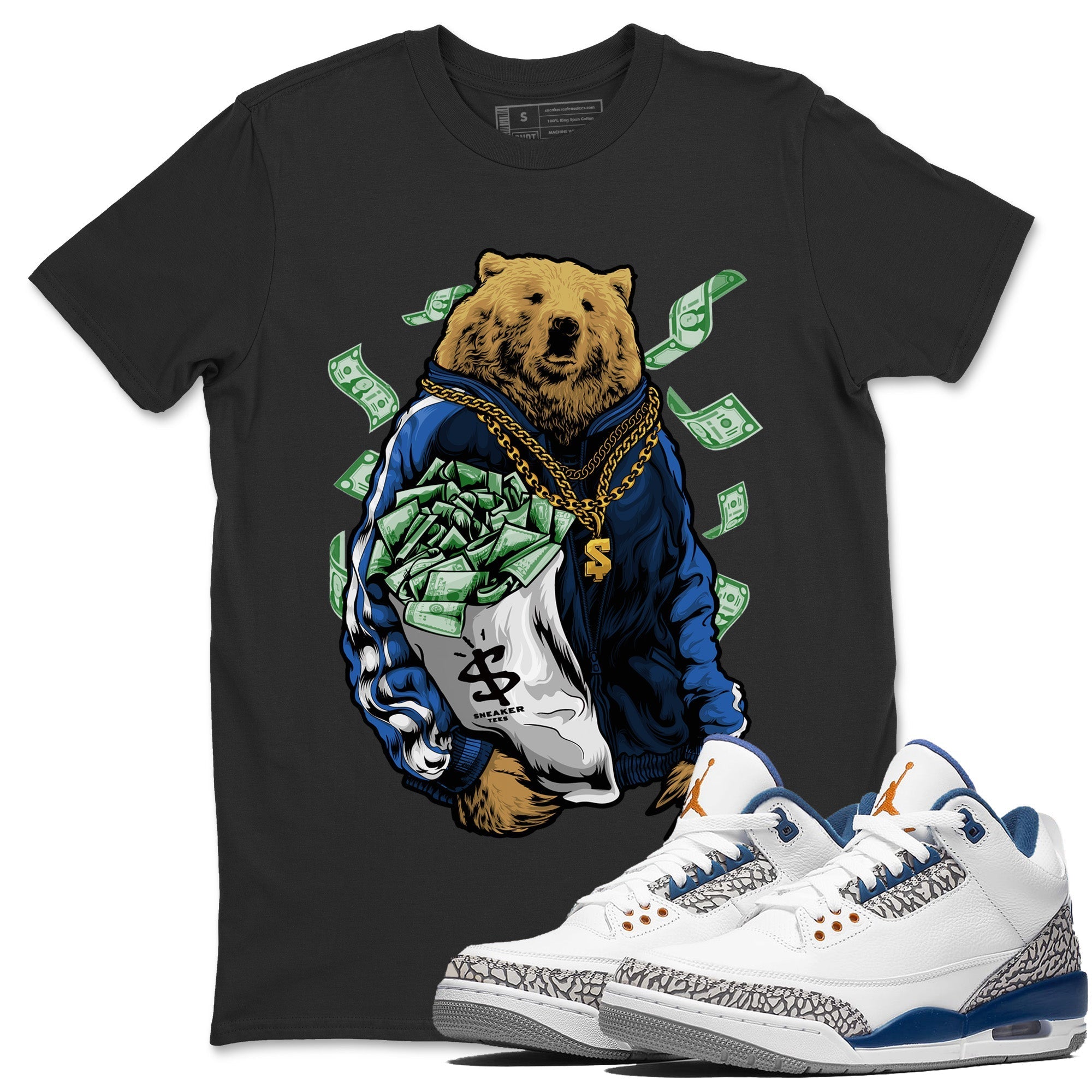 Air Jordan 3 Wizards Shirt To Match Jordans Rich Bear Sneaker Tees Air Jordan 3 Retro Wizards Drip Gear Zone Sneaker Matching Clothing Unisex Shirts Black 1