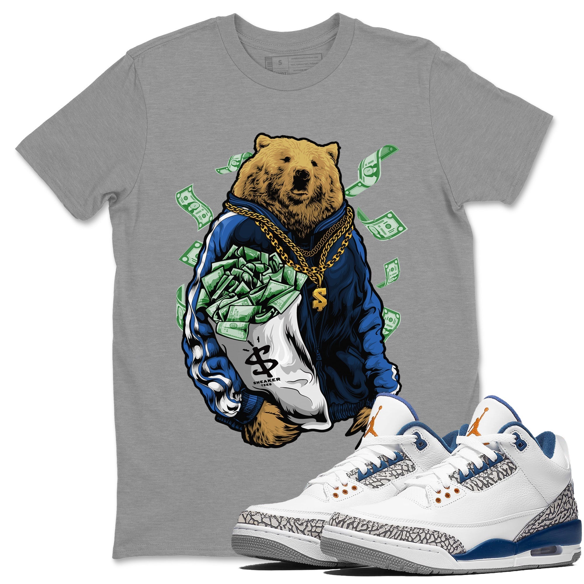Air Jordan 3 Wizards Rich Bear Crew Neck Sneaker Tees Air Jordan 3 Retro Wizards Sneaker T-Shirts Size Chart