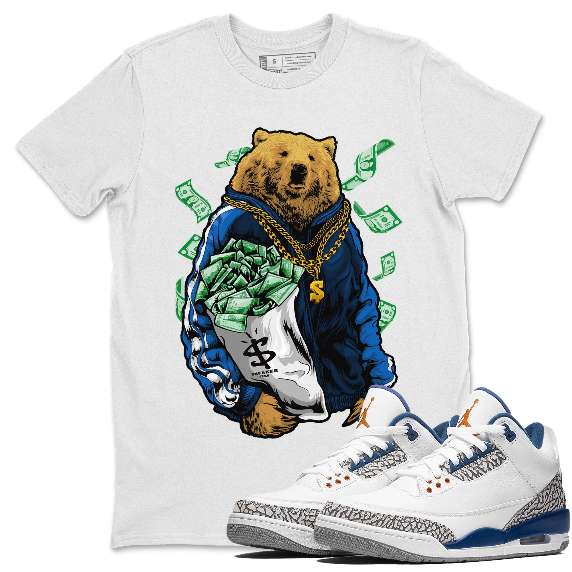 Air Jordan 3 Wizards Shirt To Match Jordans Rich Bear Sneaker Tees Air Jordan 3 Retro Wizards Drip Gear Zone Sneaker Matching Clothing Unisex Shirts White 1
