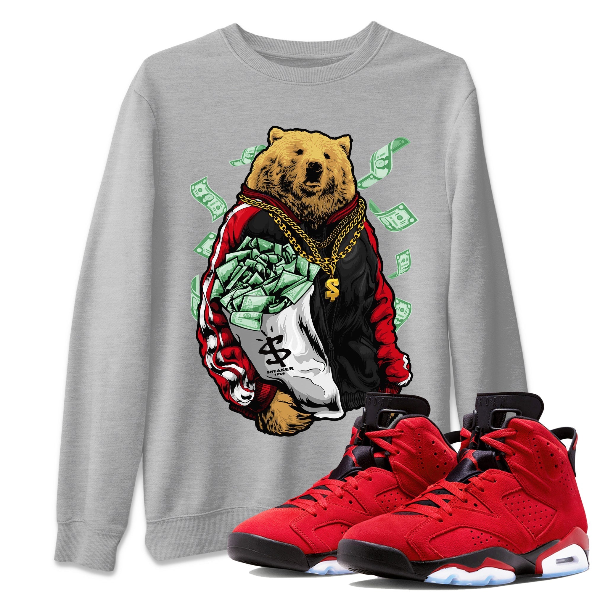 Air Jordan 6 Toro Bravo Shirt To Match Jordans Rich Bear Sneaker Tees Jordan 6 Toro Bravo Drip Gear Zone Sneaker Matching Clothing Unisex Shirts Heather Grey 1