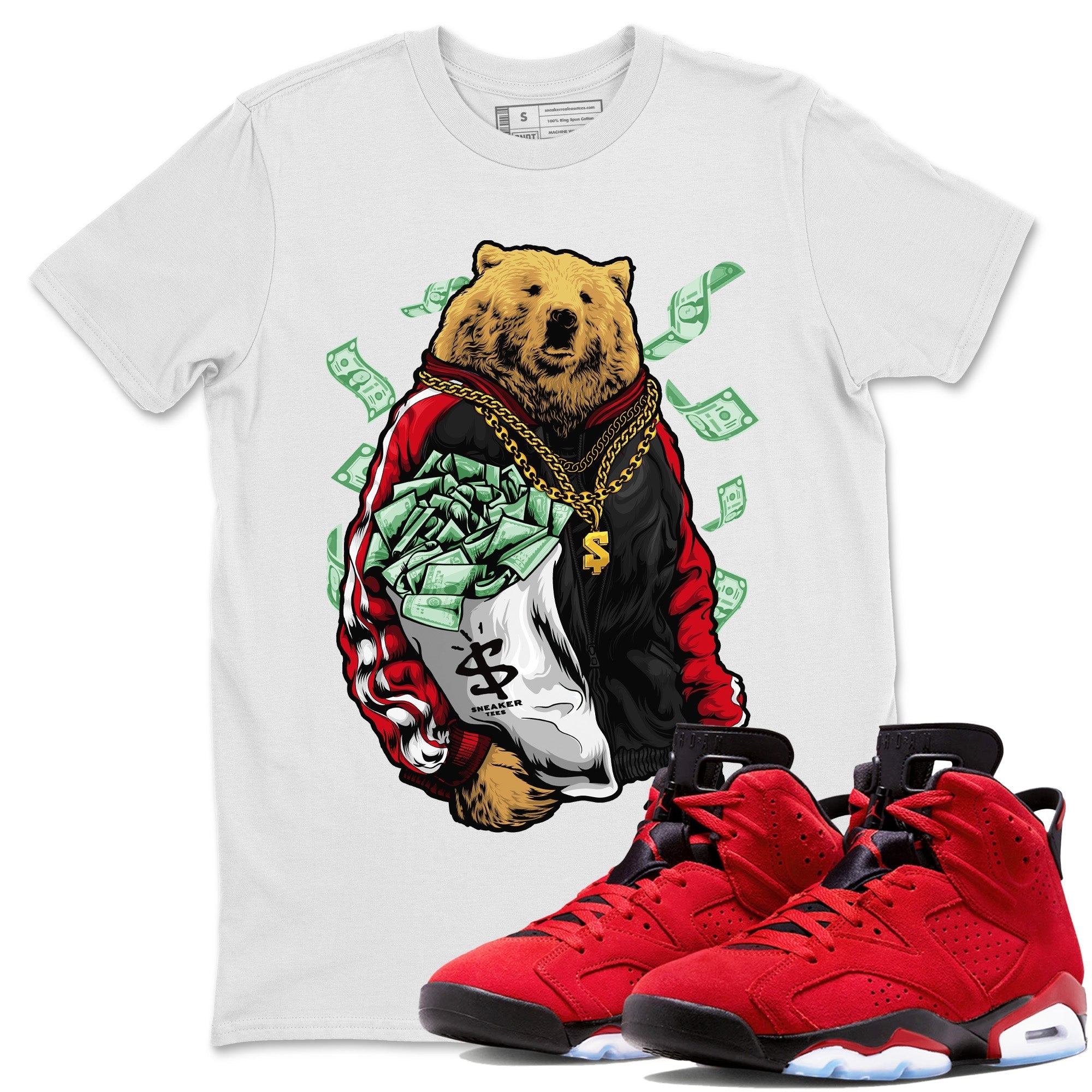 Air Jordan 6 Toro Bravo Shirt To Match Jordans Rich Bear Sneaker Tees Jordan 6 Toro Bravo Drip Gear Zone Sneaker Matching Clothing Unisex Shirts White 1