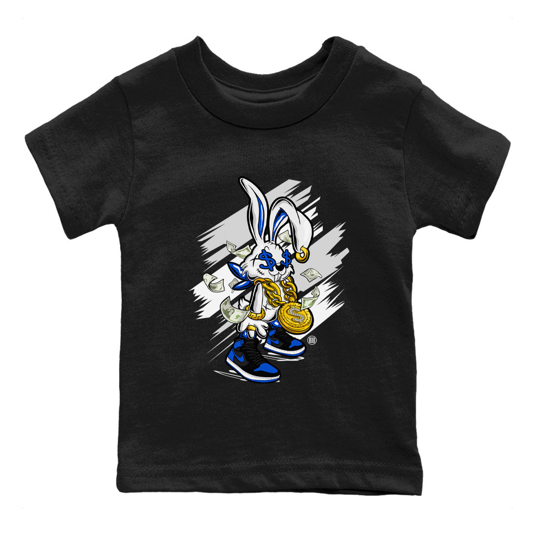 AJ1 Retro Royal Reimagined shirt to match jordans Rich Bunny sneaker tees Air Jordan 1 Royal Reimagined Drip Gear Zones Casual Crew Neck T-Shirt Baby Toddler Black 2 T-Shirt