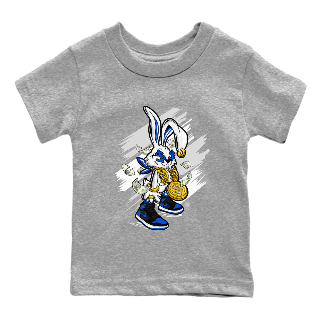 AJ1 Retro Royal Reimagined shirt to match jordans Rich Bunny sneaker tees Air Jordan 1 Royal Reimagined Drip Gear Zones Casual Crew Neck T-Shirt Baby Toddler Heather Grey 2 T-Shirt
