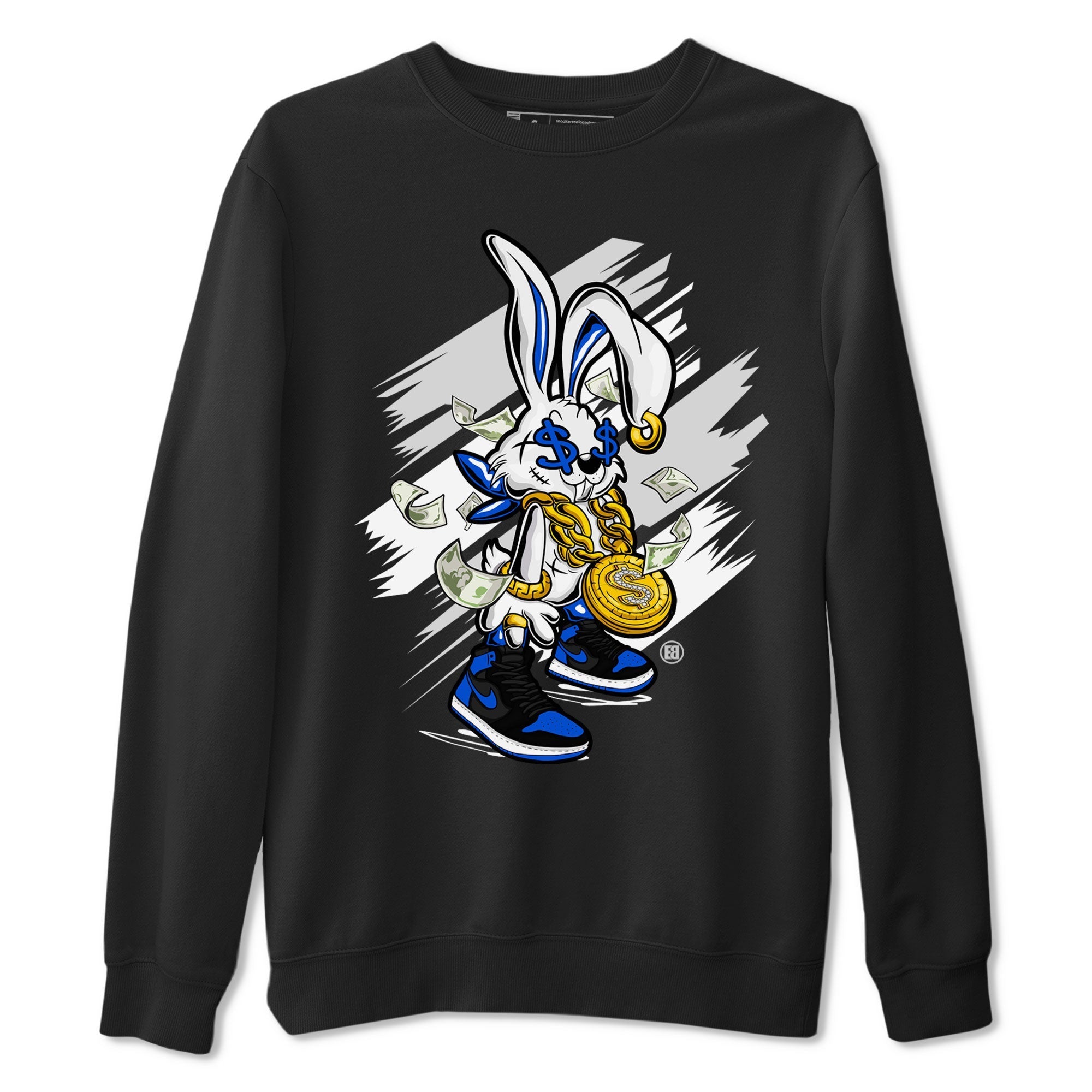AJ1 Retro Royal Reimagined shirt to match jordans Rich Bunny sneaker tees Air Jordan 1 Royal Reimagined Drip Gear Zones Casual Crew Neck T-Shirt Unisex Black 2 T-Shirt