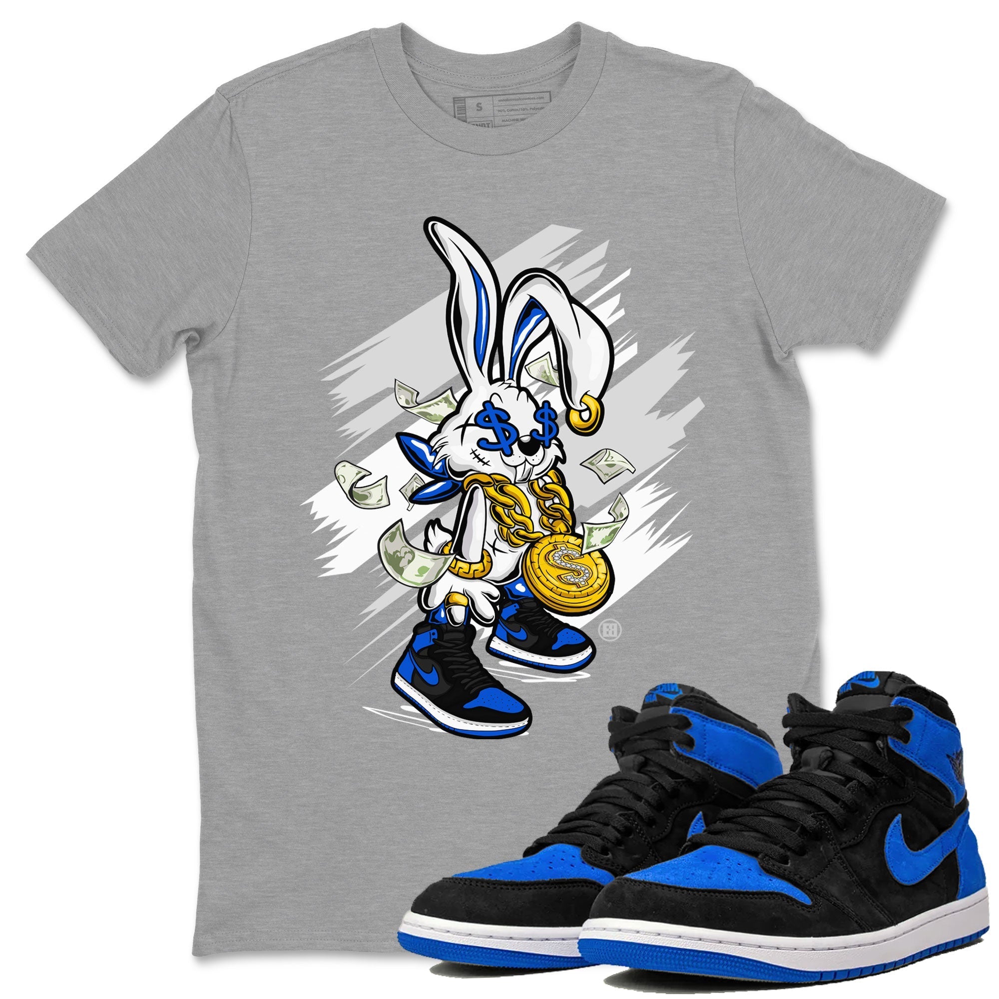 AJ1 Retro Royal Reimagined shirt to match jordans Rich Bunny sneaker tees Air Jordan 1 Royal Reimagined Drip Gear Zones Casual Crew Neck T-Shirt Unisex Heather Grey 1 T-Shirt