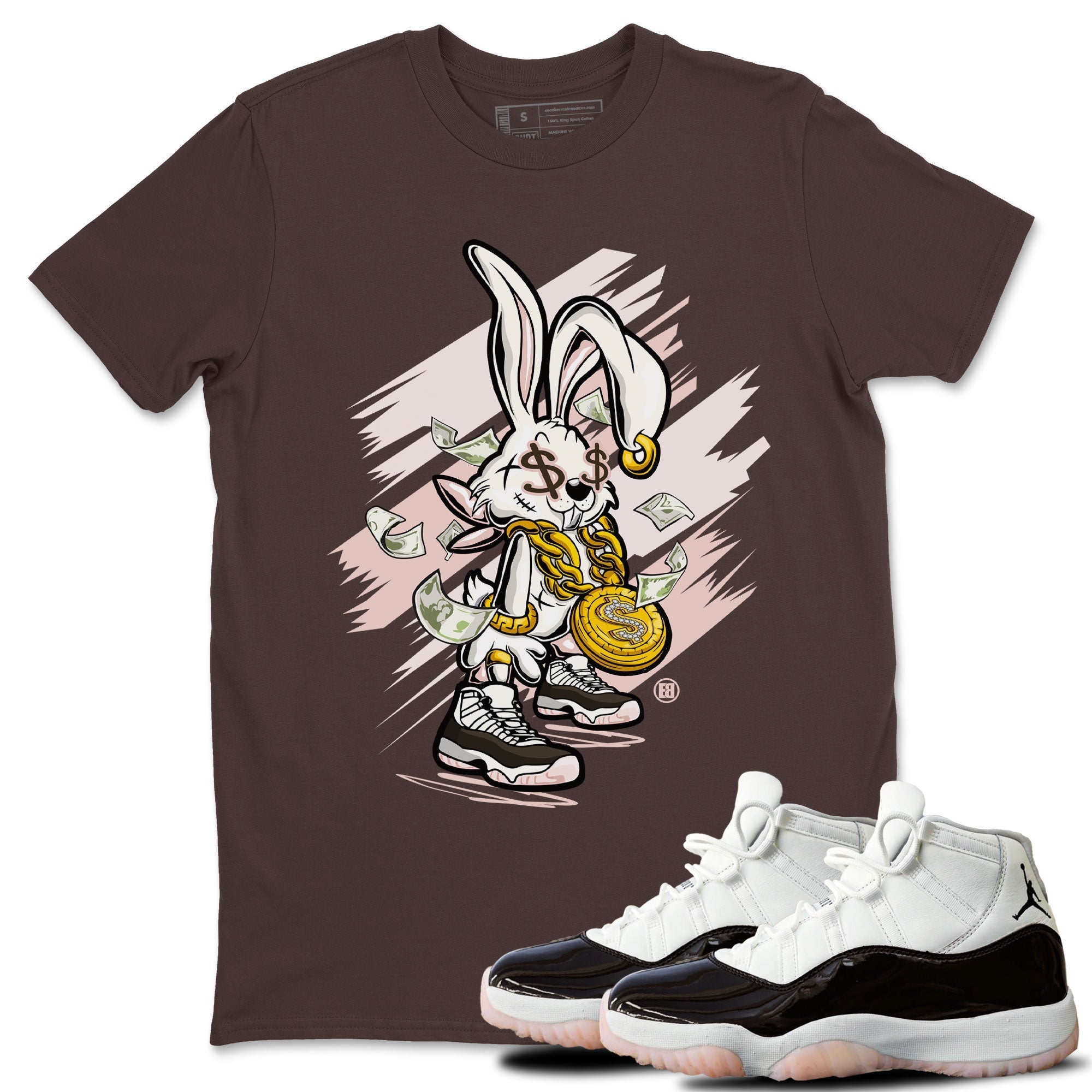 Air Jordan 11 Neapolitan shirt to match jordans Rich Bunny sneaker matching t-shirts and clothing Air Jordan 11 Neapolitan Drip Gear Zone Casual Crew Neck T-Shirt Unisex Dark Chocolate 1 T-Shirt