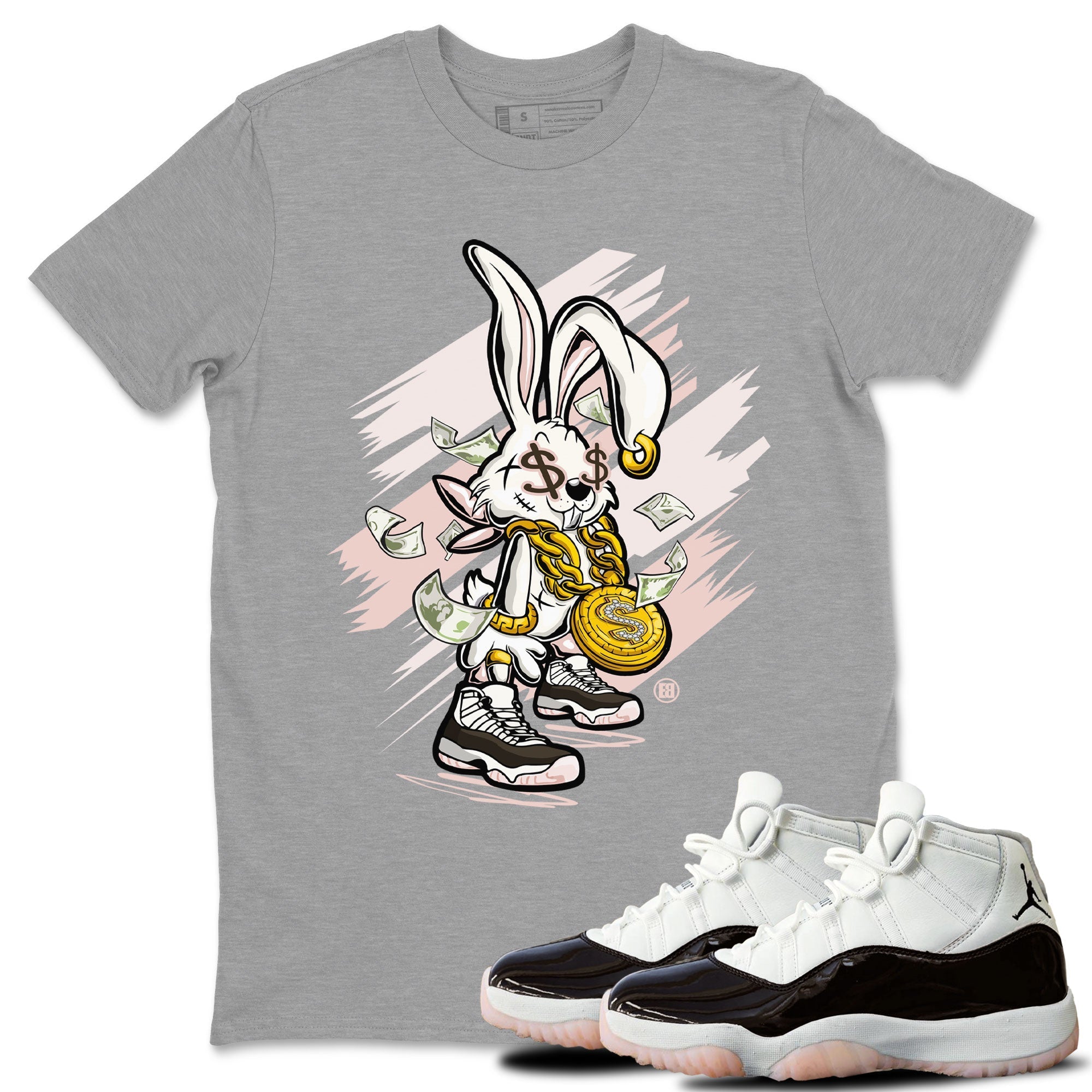 Air Jordan 11 Neapolitan shirt to match jordans Rich Bunny sneaker matching t-shirts and clothing Air Jordan 11 Neapolitan Drip Gear Zone Casual Crew Neck T-Shirt Unisex Heather Grey 1 T-Shirt