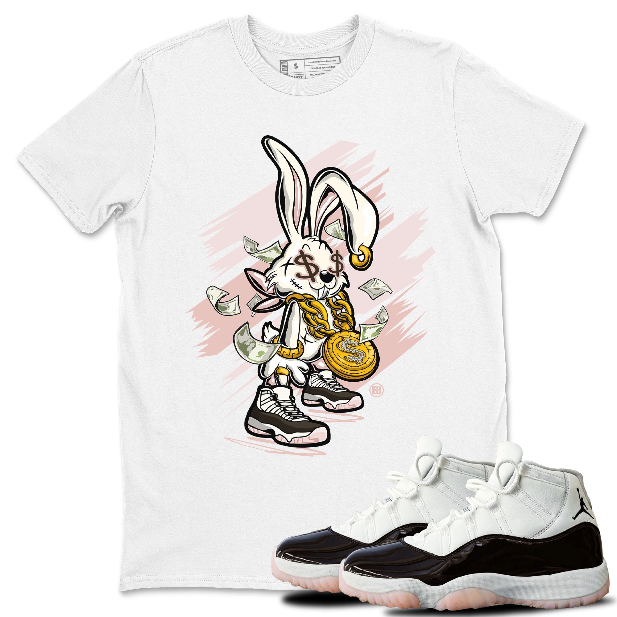 Air Jordan 11 Neapolitan shirt to match jordans Rich Bunny sneaker matching t-shirts and clothing Air Jordan 11 Neapolitan Drip Gear Zone Casual Crew Neck T-Shirt Unisex White 1 T-Shirt
