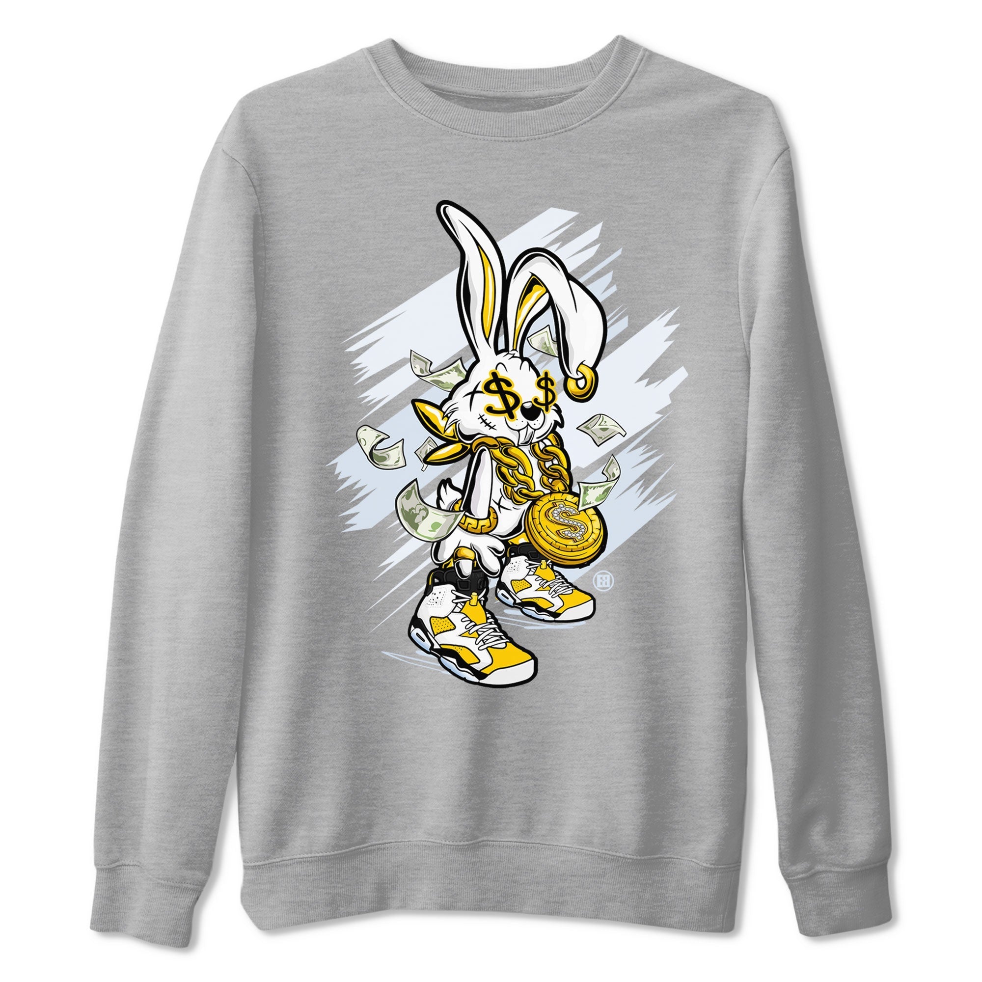 Air Jordan 6 Yellow Ochre shirt to match jordans Rich Bunny special sneaker matching tees AJ6 Yellow Ochre Drip Gear Zone Brand Unisex Heather Grey 2 T-Shirt