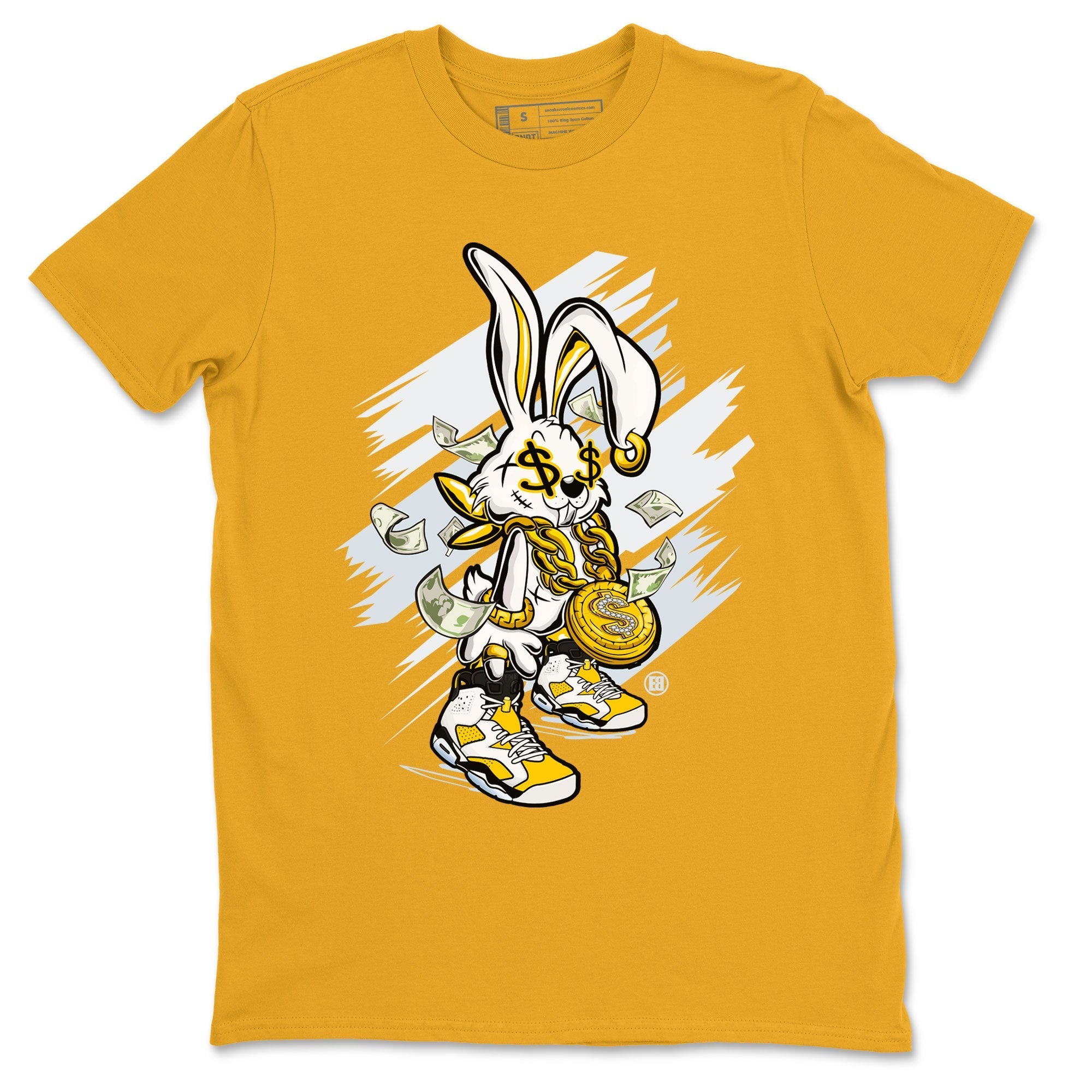 Air Jordan 6 Yellow Ochre shirt to match jordans Rich Bunny special sneaker matching tees AJ6 Yellow Ochre Drip Gear Zone Brand Unisex Gold 2 T-Shirt
