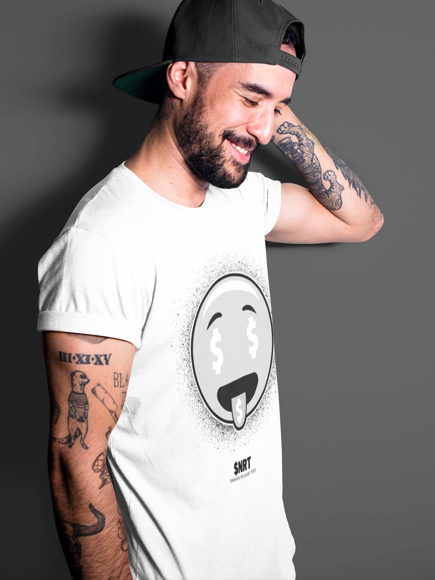 Jordan 1 Light Smoke Grey Sneaker Matching T-Shirt Rich Emoji Sneaker Tees Jordan 1 Light Smoke Grey Sneaker Release Tees Crew Neck Tees