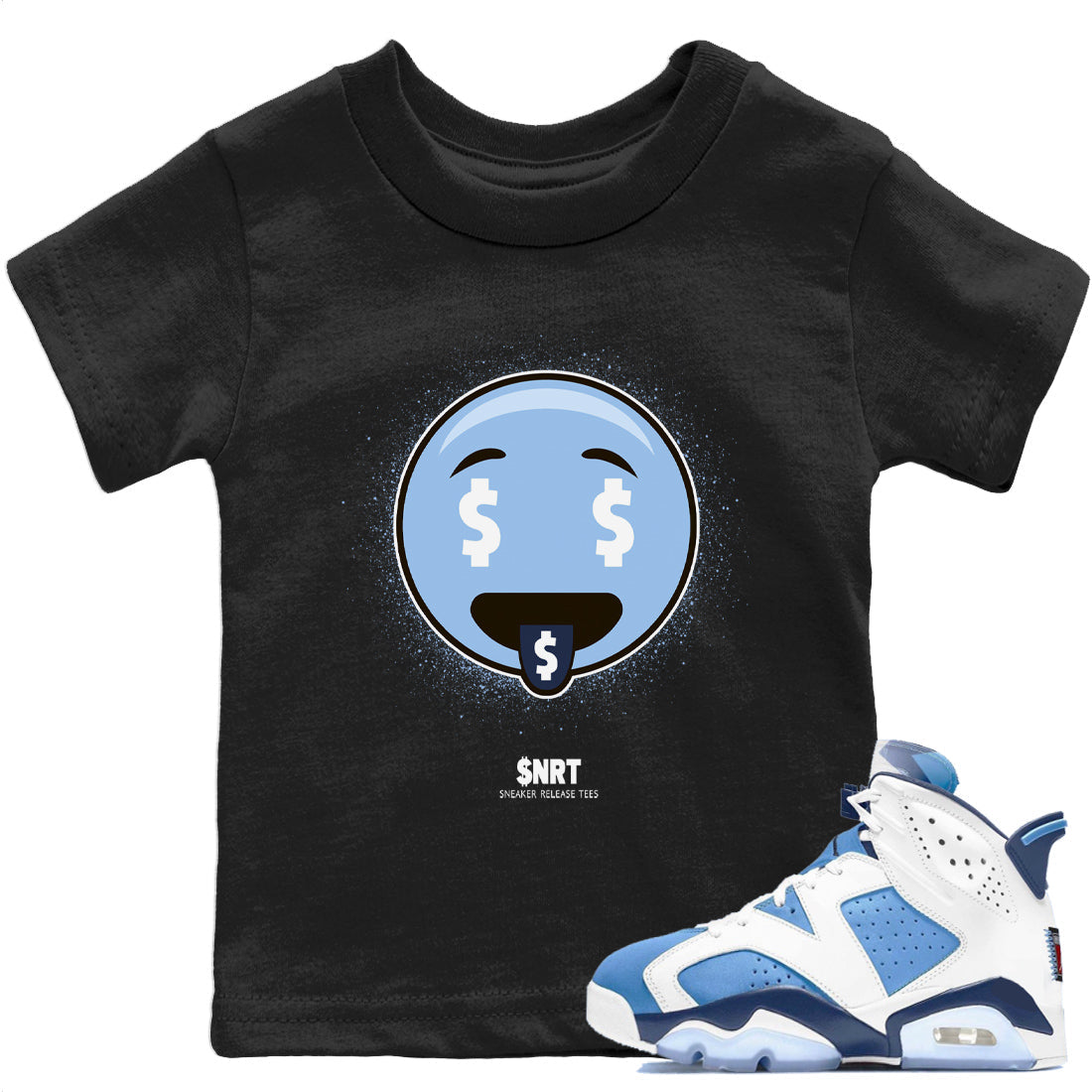 Jordan 6 UNC Shirt To Match Jordans Rich Emoji Sneaker Tees Jordan 6 UNC Drip Gear Zone Sneaker Matching Clothing Kids Shirts