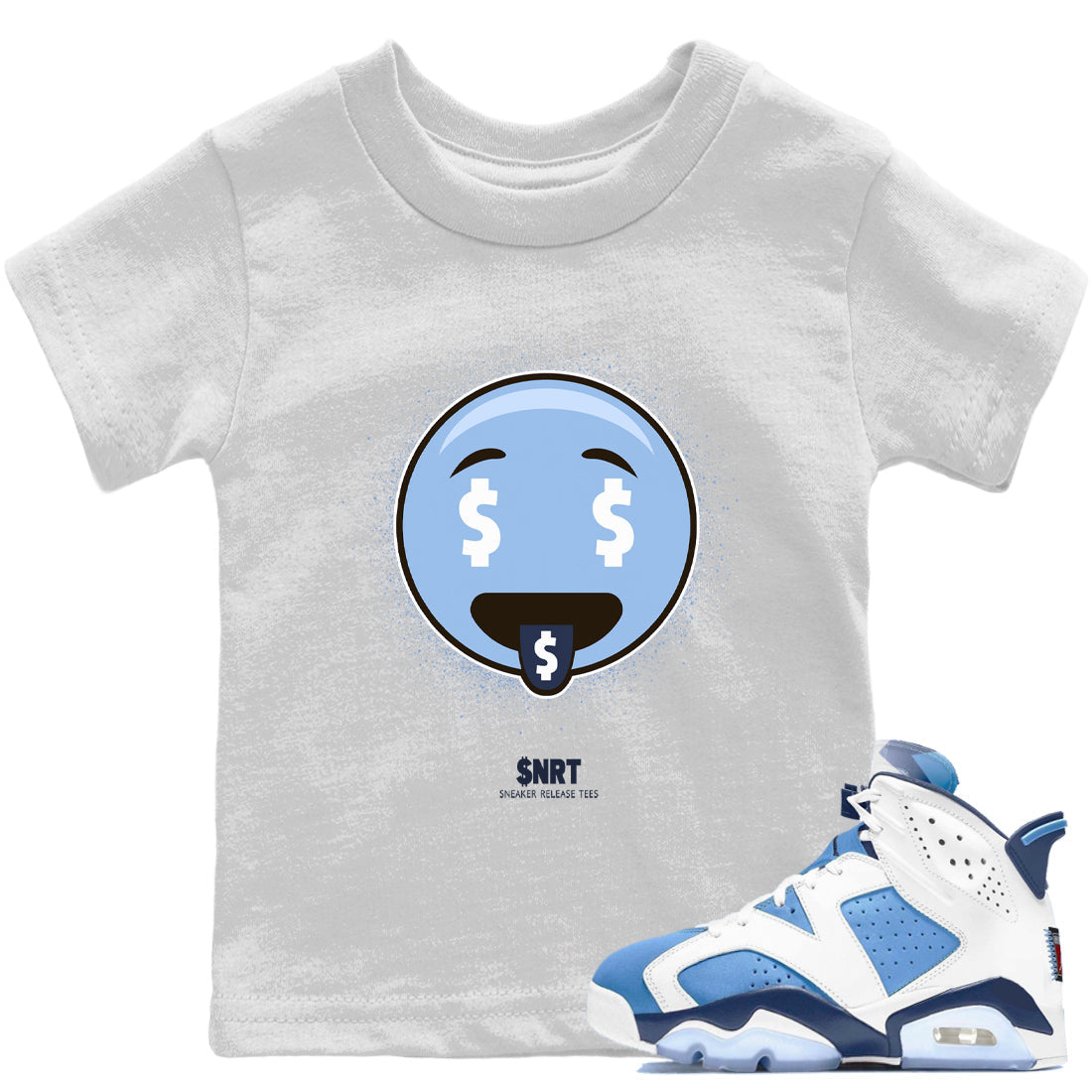 Jordan 6 UNC Shirt To Match Jordans Rich Emoji Sneaker Tees Jordan 6 UNC Drip Gear Zone Sneaker Matching Clothing Kids Shirts