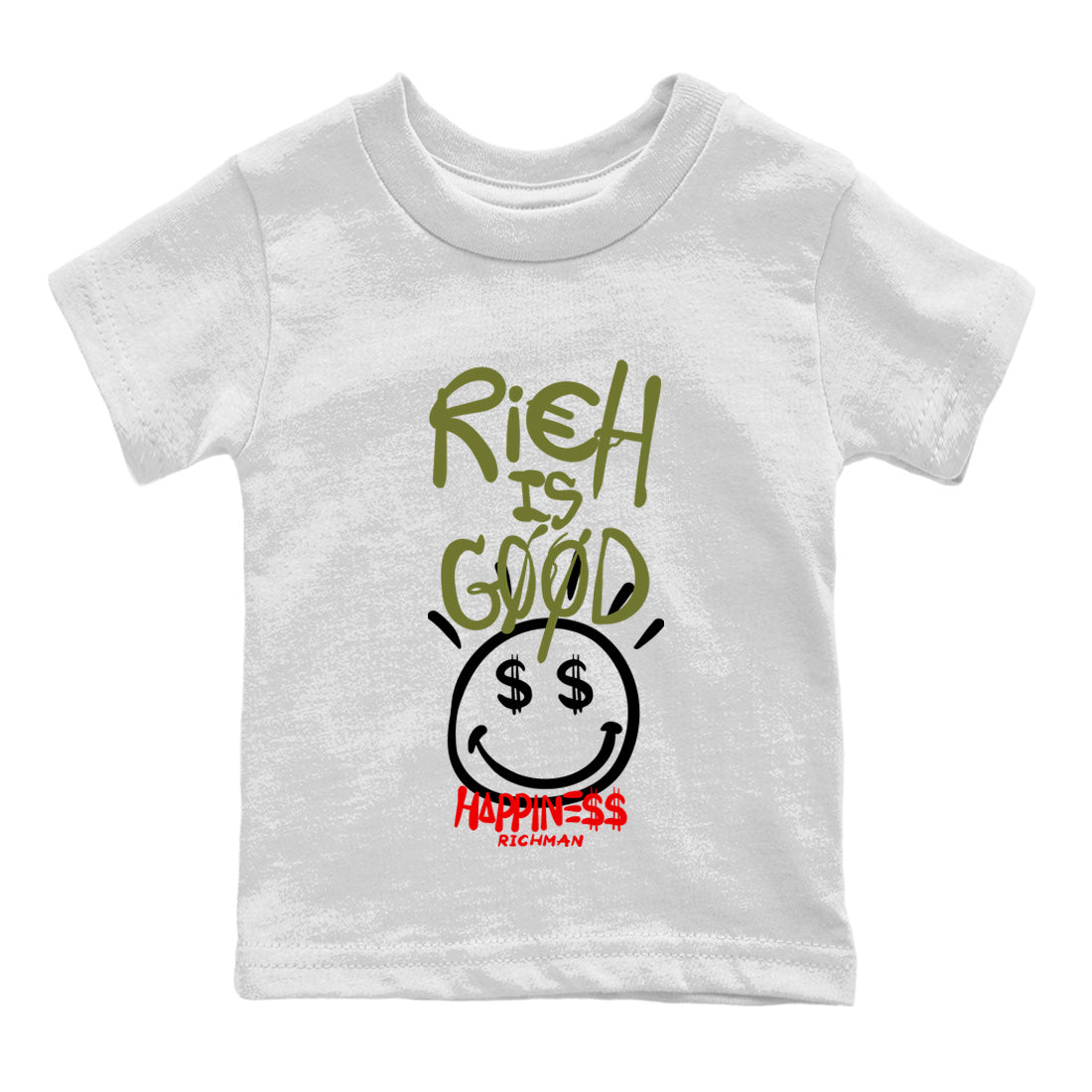 Jordan 1 Travis Scott Olive Sneaker Matching T-Shirt Rich Is Good Sneaker Tees Jordan 1 Travis Scott Olive Sneaker Release Tees Kids Shirts