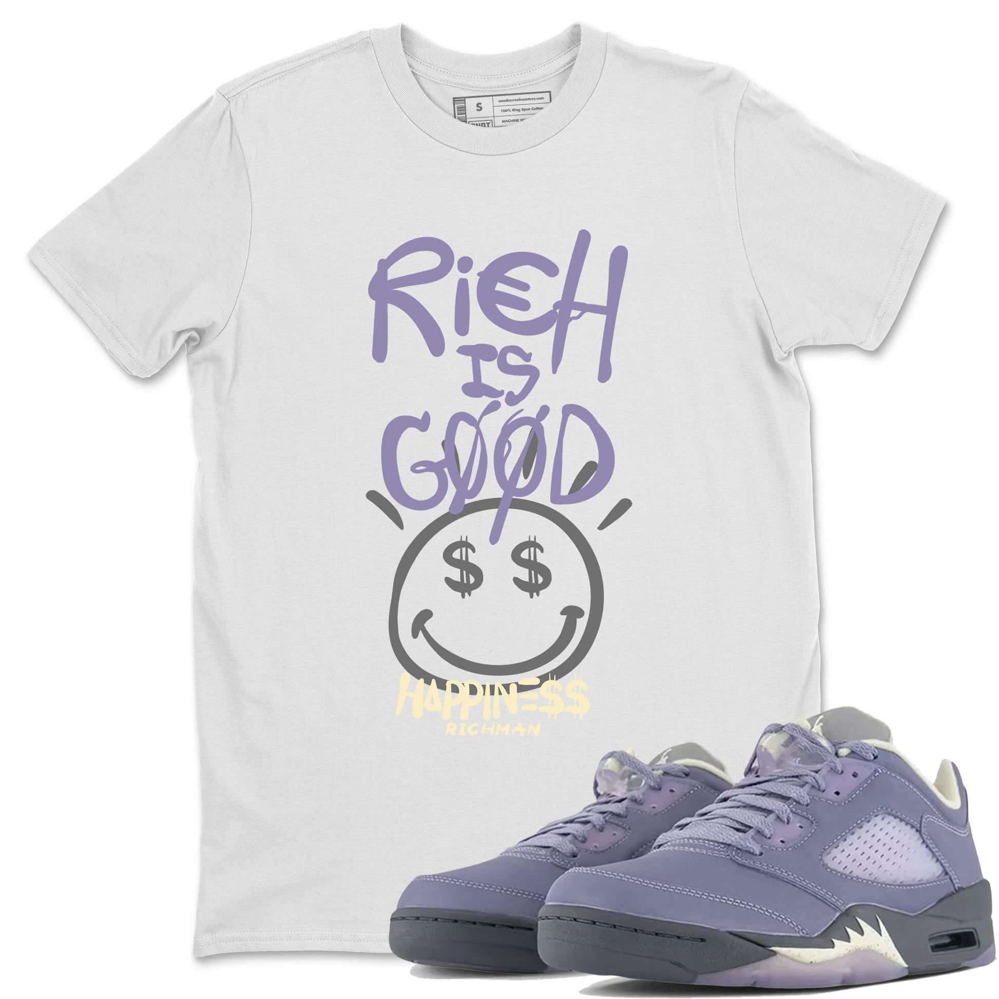 Air Jordan 5 Indigo Haze Sneaker Match Tees Rich Is Good 5s Indigo Haze Tee Sneaker Release Tees Unisex Shirts White 1