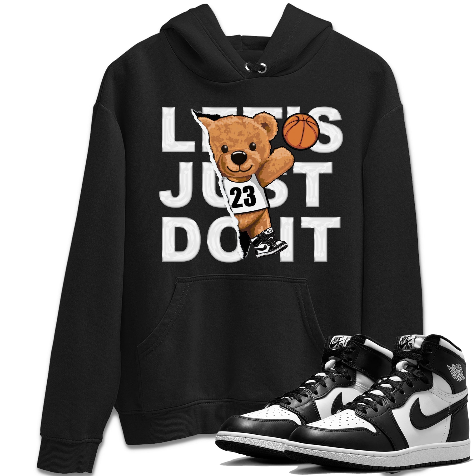 Air Jordan 1 Black White Shirt To Match Jordans Rip Out Bear Sneaker Tees Air Jordan 1 Black White Drip Gear Zone Sneaker Matching Clothing Unisex Shirts