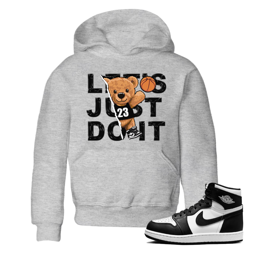 Air Jordan 1 Black White Shirt To Match Jordans Rip Out Bear Sneaker Tees Air Jordan 1 Black White Drip Gear Zone Sneaker Matching Clothing Kids Shirts