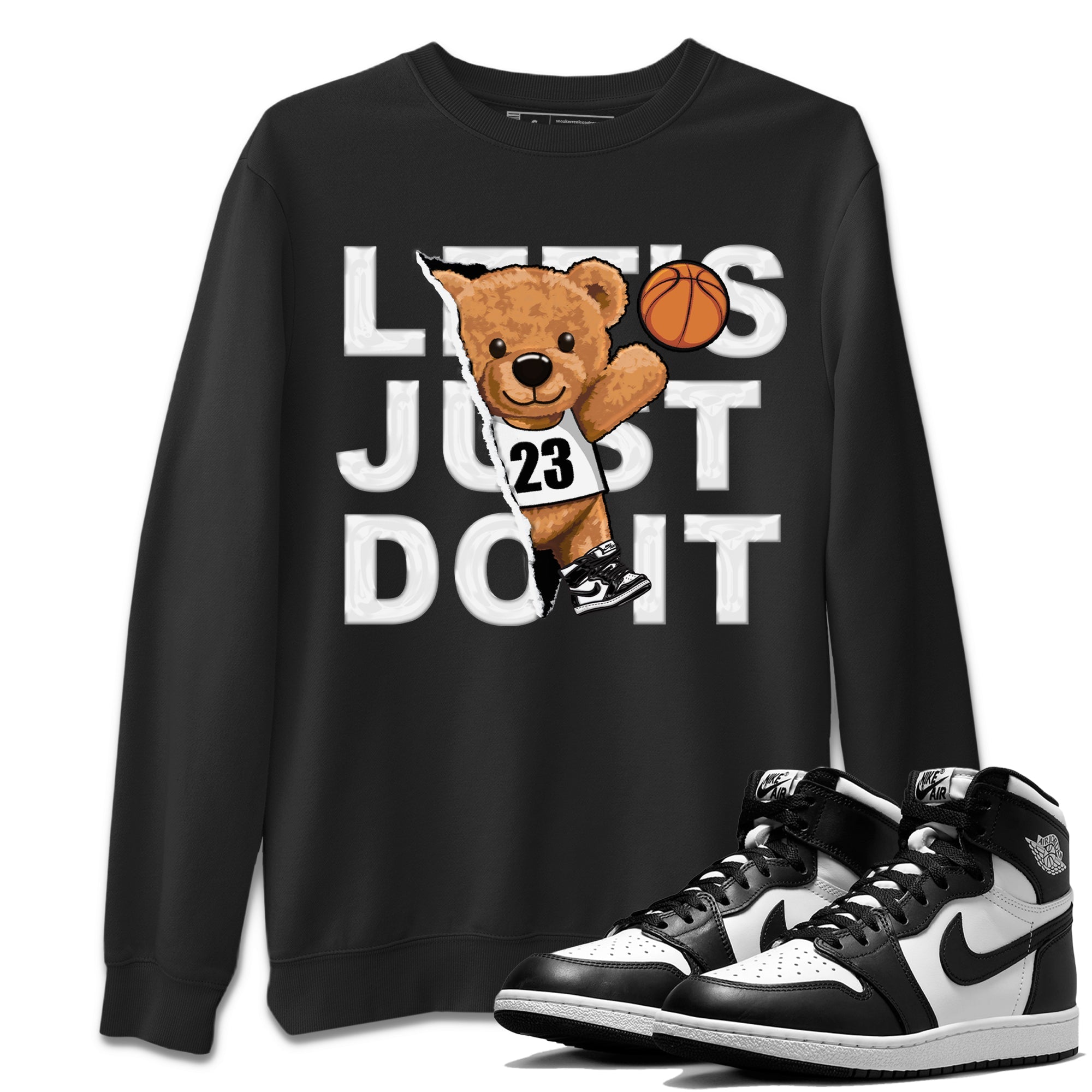 Air Jordan 1 Black White Shirt To Match Jordans Rip Out Bear Sneaker Tees Air Jordan 1 Black White Drip Gear Zone Sneaker Matching Clothing Unisex Shirts