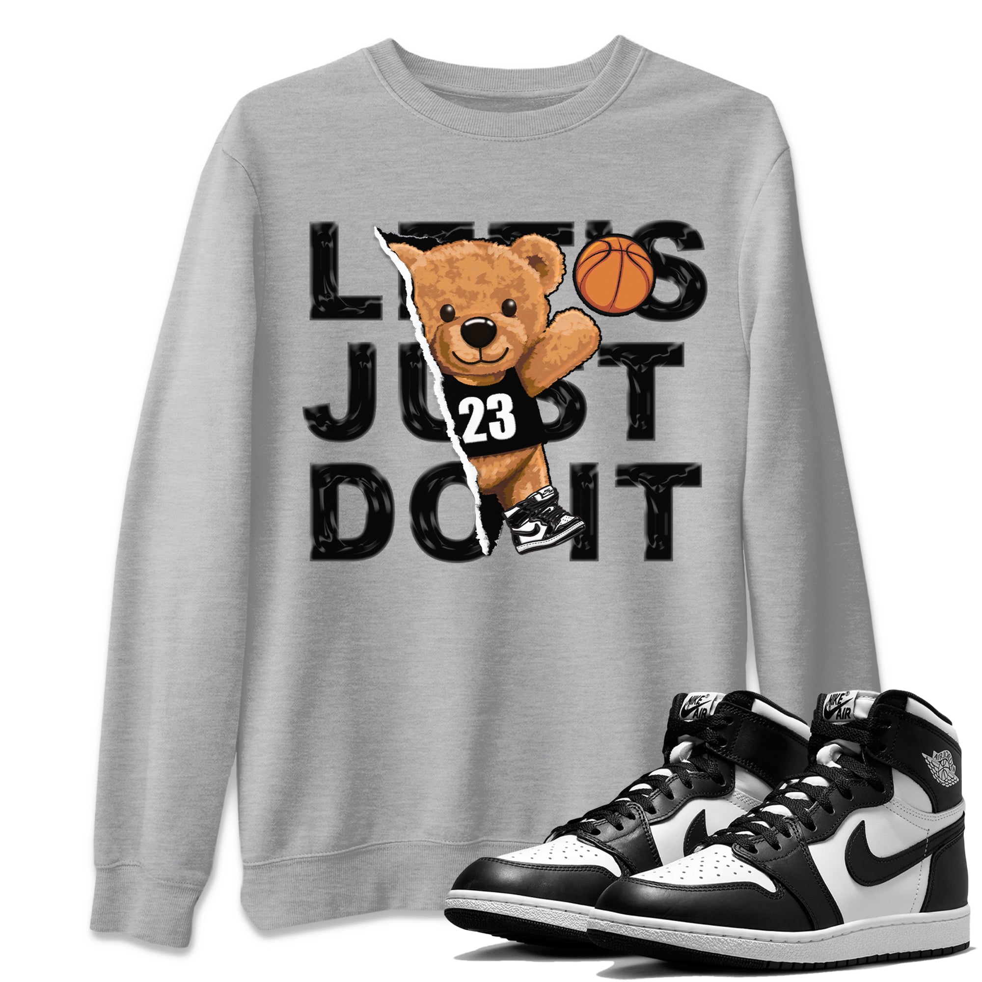 Air Jordan 1 Black White Shirt To Match Jordans Rip Out Bear Sneaker Tees Air Jordan 1 Black White Drip Gear Zone Sneaker Matching Clothing Unisex Shirts