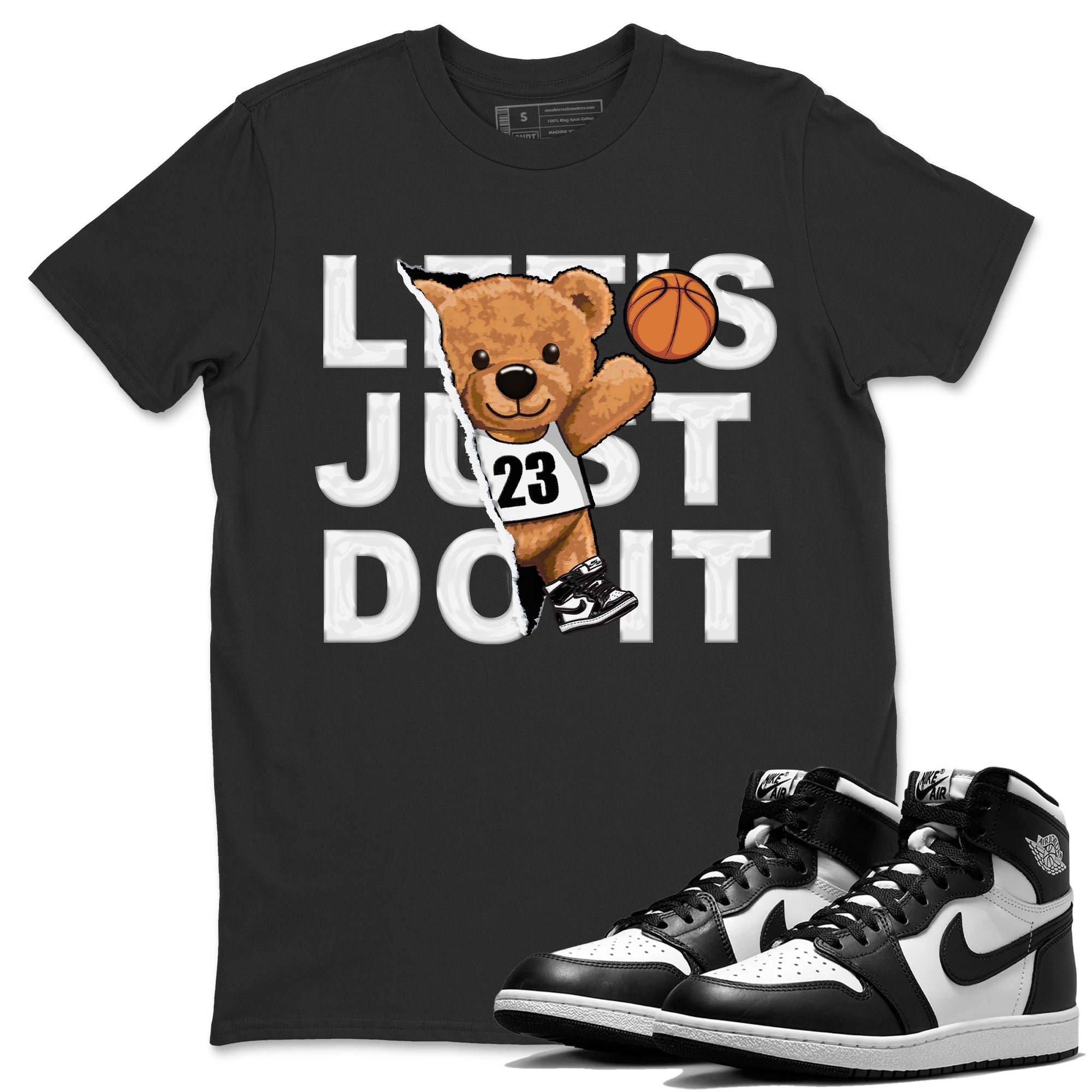 Air Jordan 1 Black White Shirt To Match Jordans Rip Out Bear Sneaker Tees Air Jordan 1 Black White Drip Gear Zone Sneaker Matching Clothing Unisex Shirts