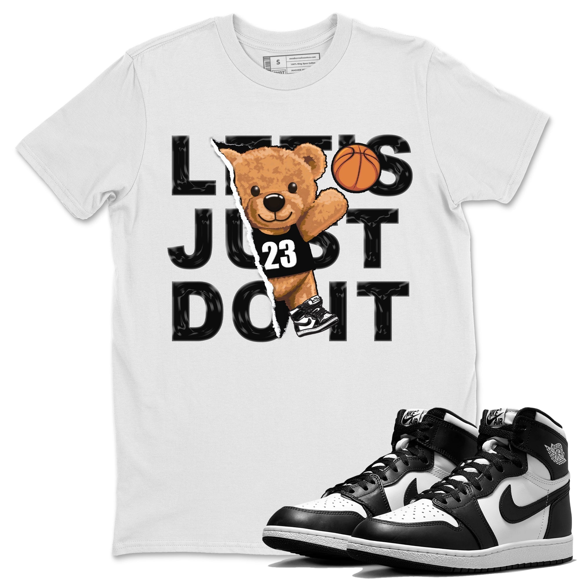 Air Jordan 1 Black White Shirt To Match Jordans Rip Out Bear Sneaker Tees Air Jordan 1 Black White Drip Gear Zone Sneaker Matching Clothing Unisex Shirts