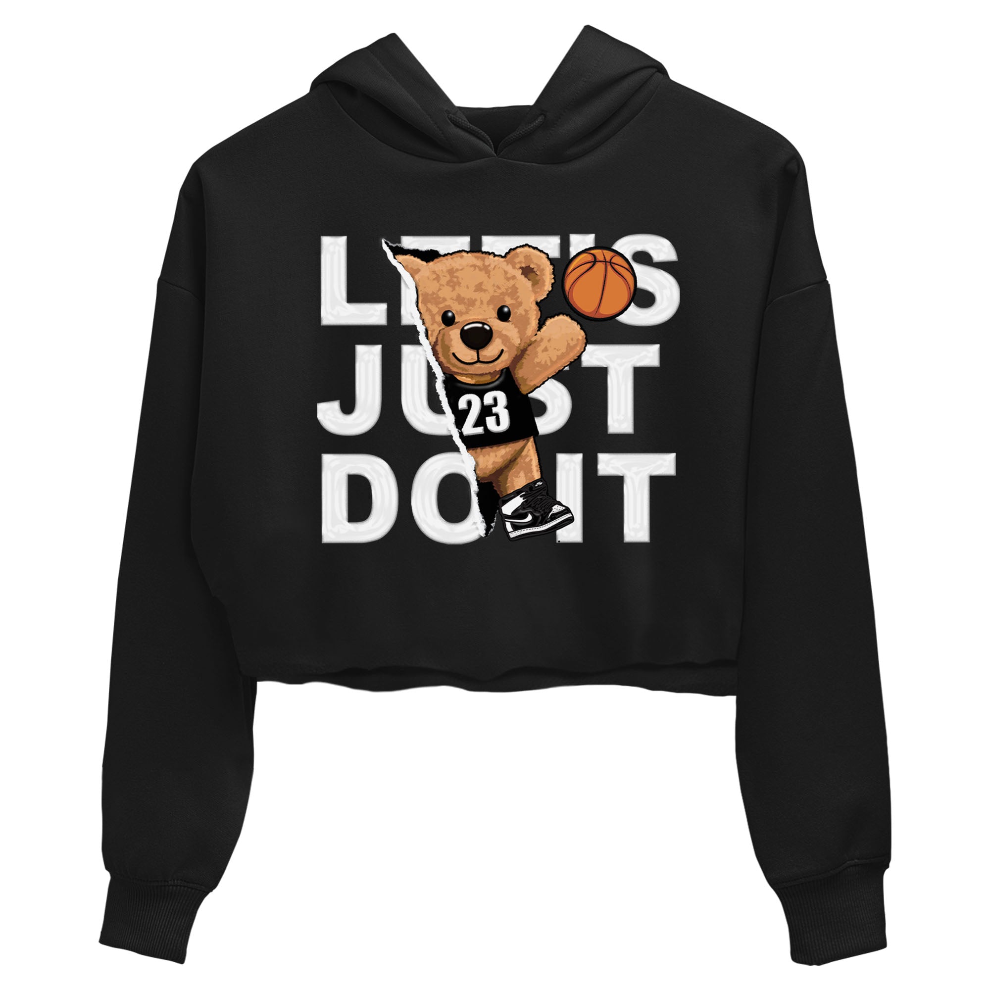 1s Black White shirt to match jordans Rip Out Bear sneaker tees Air Jordan 1 Black White Drip Gear Zone Black 2 crop length shirt
