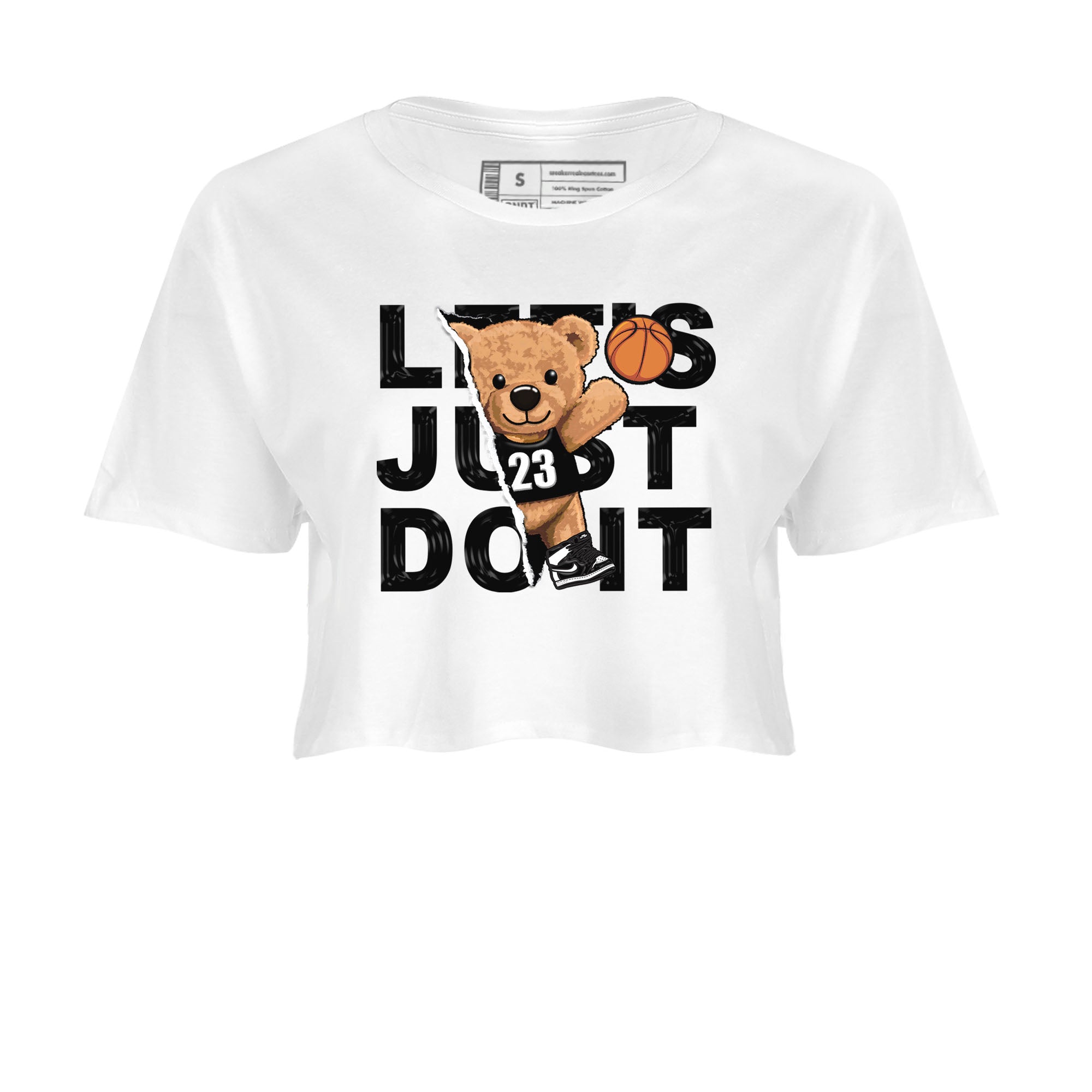 1s Black White shirt to match jordans Rip Out Bear sneaker tees Air Jordan 1 Black White Drip Gear Zone White 2 crop length shirt