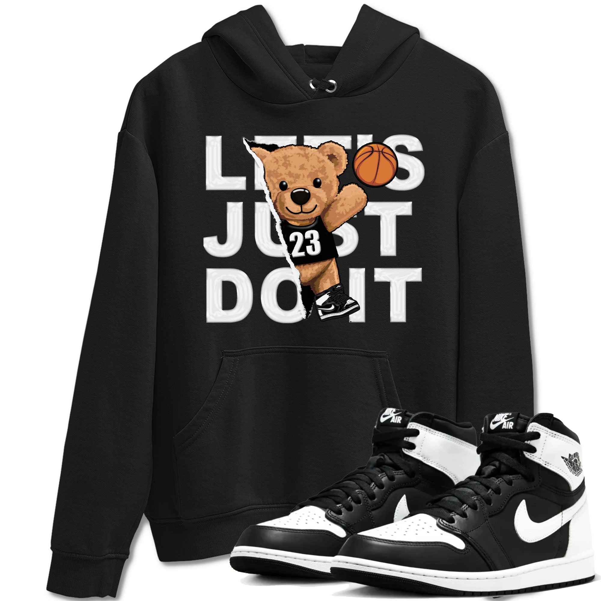1s Black White shirt to match jordans Rip Out Bear sneaker tees Air Jordan 1 Black White Drip Gear Zone unisex cotton Black 1 crew neck shirt