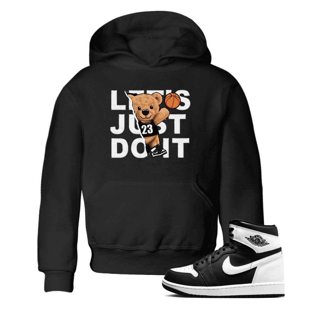 1s Black White shirt to match jordans Rip Out Bear sneaker tees Air Jordan 1 Black White Drip Gear Zone baby toddler Black 1 cotton Shirt