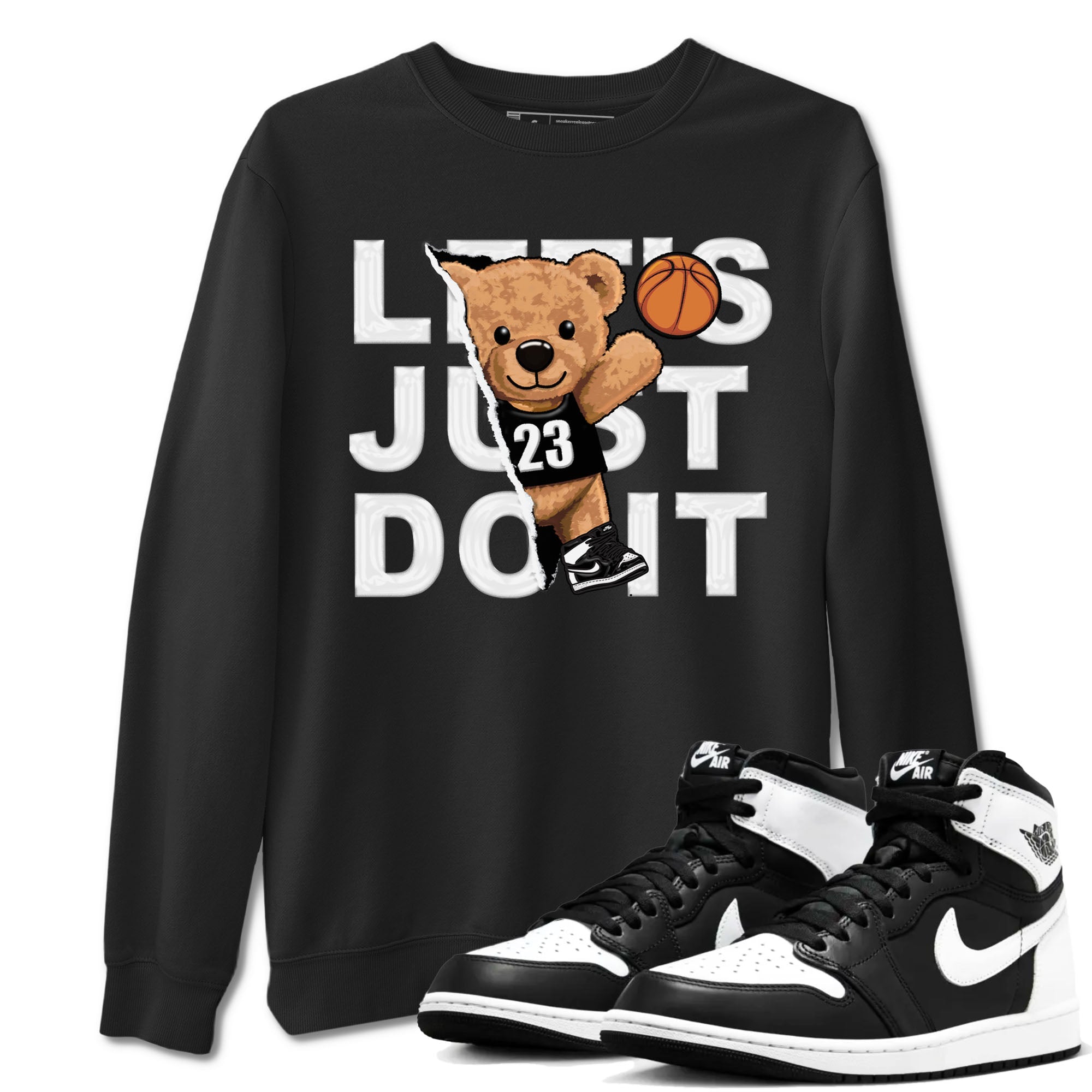 1s Black White shirt to match jordans Rip Out Bear sneaker tees Air Jordan 1 Black White Drip Gear Zone unisex cotton Black 1 crew neck shirt