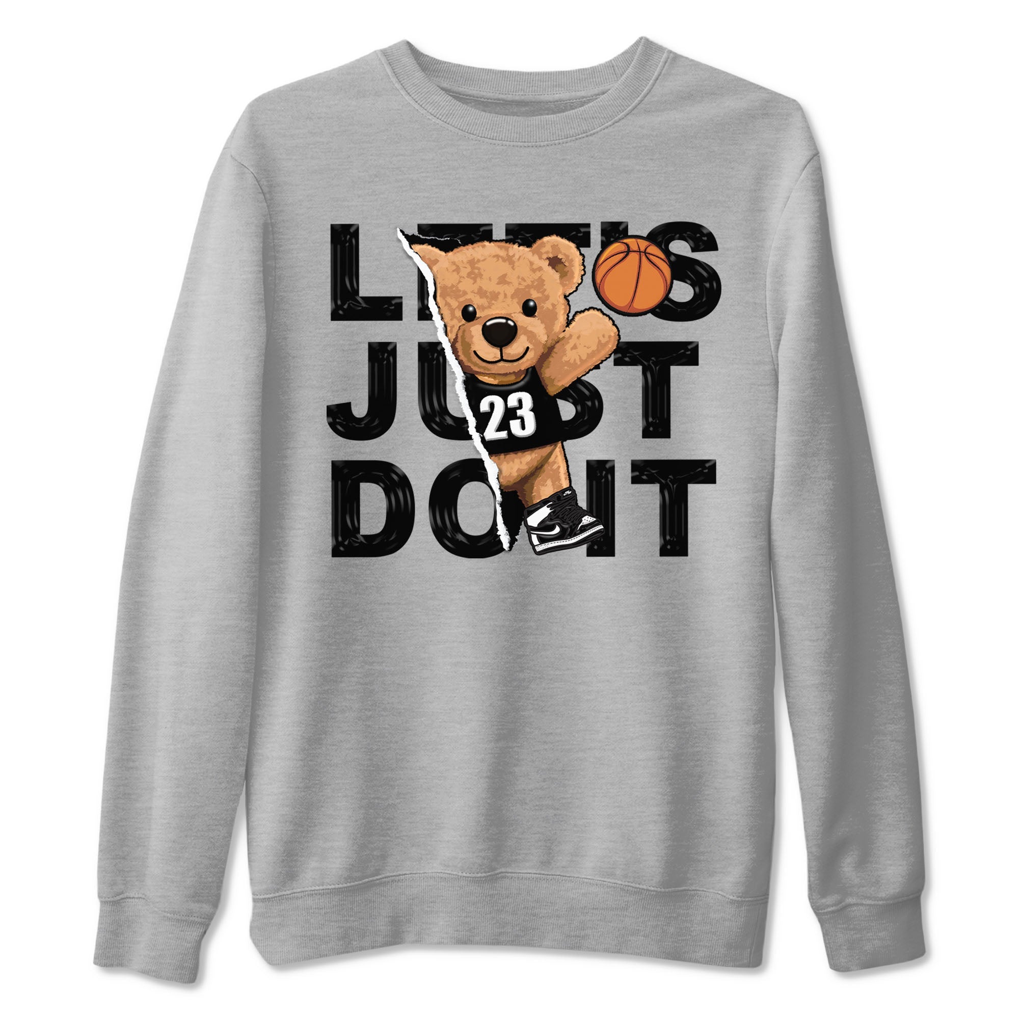 1s Black White shirt to match jordans Rip Out Bear sneaker tees Air Jordan 1 Black White Drip Gear Zone unisex cotton Heather Grey 2 crew neck shirt