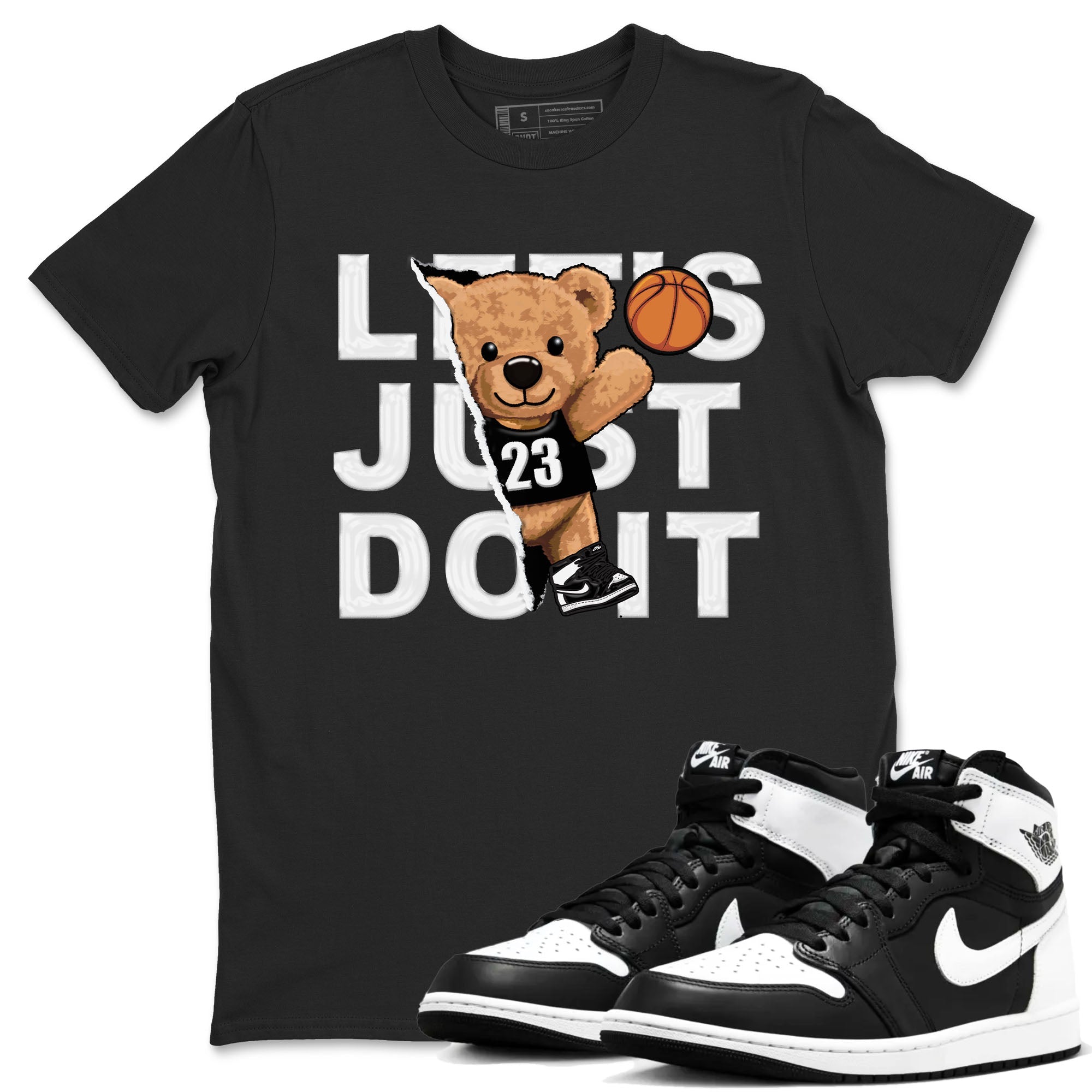 1s Black White shirt to match jordans Rip Out Bear sneaker tees Air Jordan 1 Black White Drip Gear Zone unisex cotton Black 1 crew neck shirt