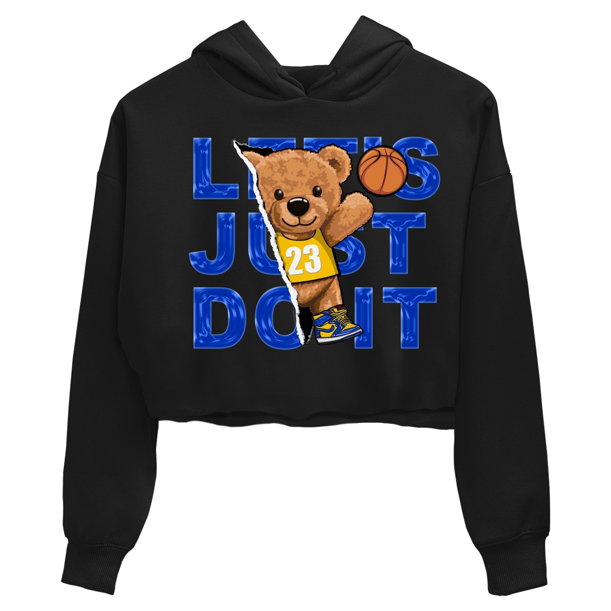 Jordan 1 Game Royal and Varsity Maize Sneaker Matching T-Shirt Rip Out Bear Sneaker Tees Jordan 1 Game Royal and Varsity Maize Sneaker Release Tees Women's Shirts