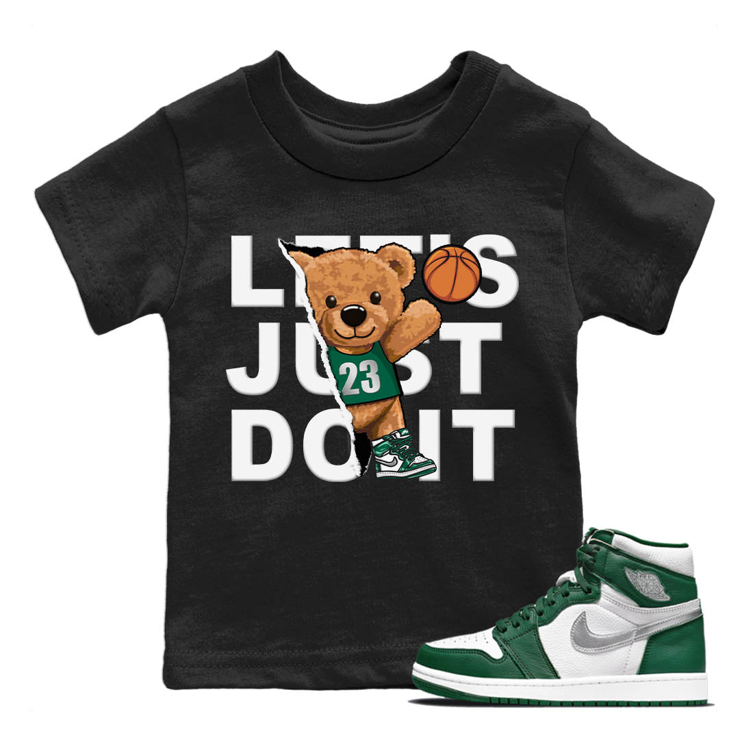 Jordan 1 Gorge Green Sneaker Matching T-Shirt Rip Out Bear Sneaker Tees Jordan 1 Gorge Green Sneaker Release Tees Kids Shirts